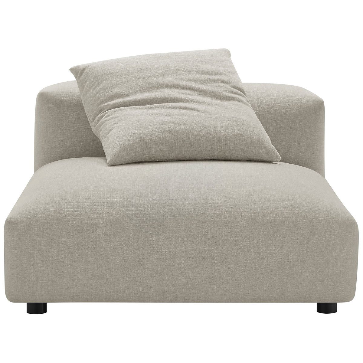 Generous armless seat with plush cushion and a coordinating pillow in neutral linen upholstery || EEI-6885-LIN || front_studio