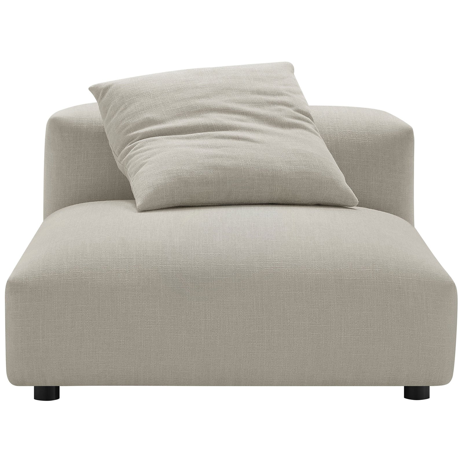Generous armless seat with plush cushion and a coordinating pillow in neutral linen upholstery || EEI-6885-LIN || front_studio
