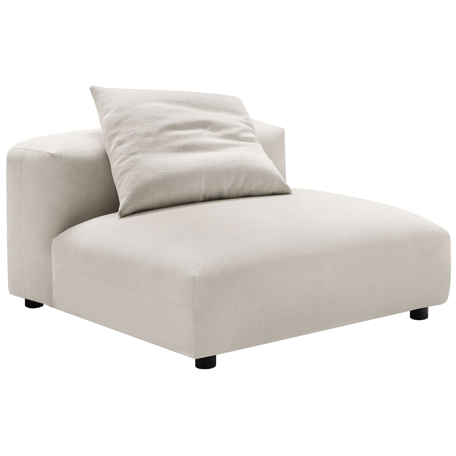 Low-profile modular chair with deep, sink-in cushioning and soft woven upholstery, includes a comfy pillow. || EEI-6885-SAL || front_angle_studio