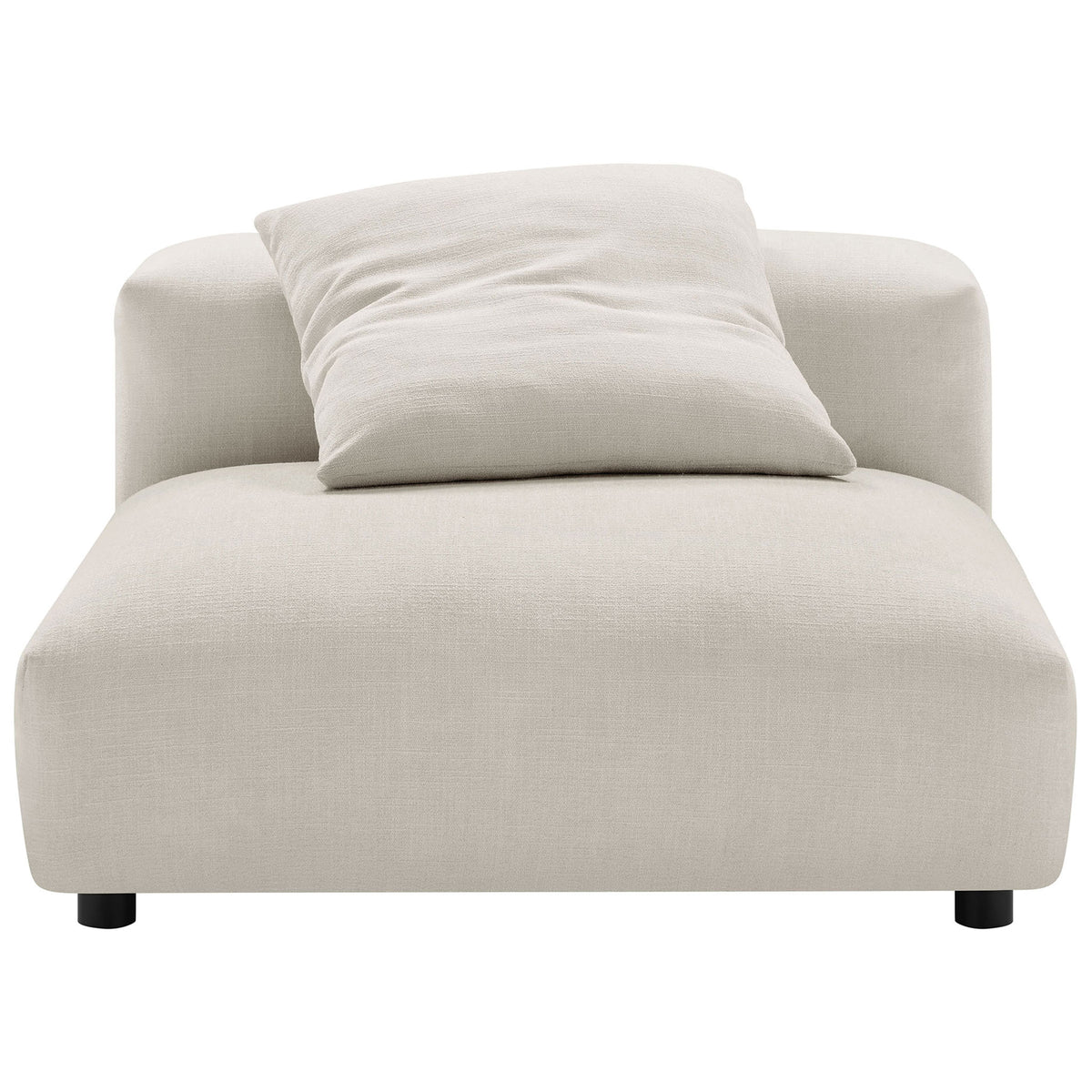 Oversized armless lounge chair in textured salt fabric with plush seat and coordinating accent pillow. || EEI-6885-SAL || front_studio