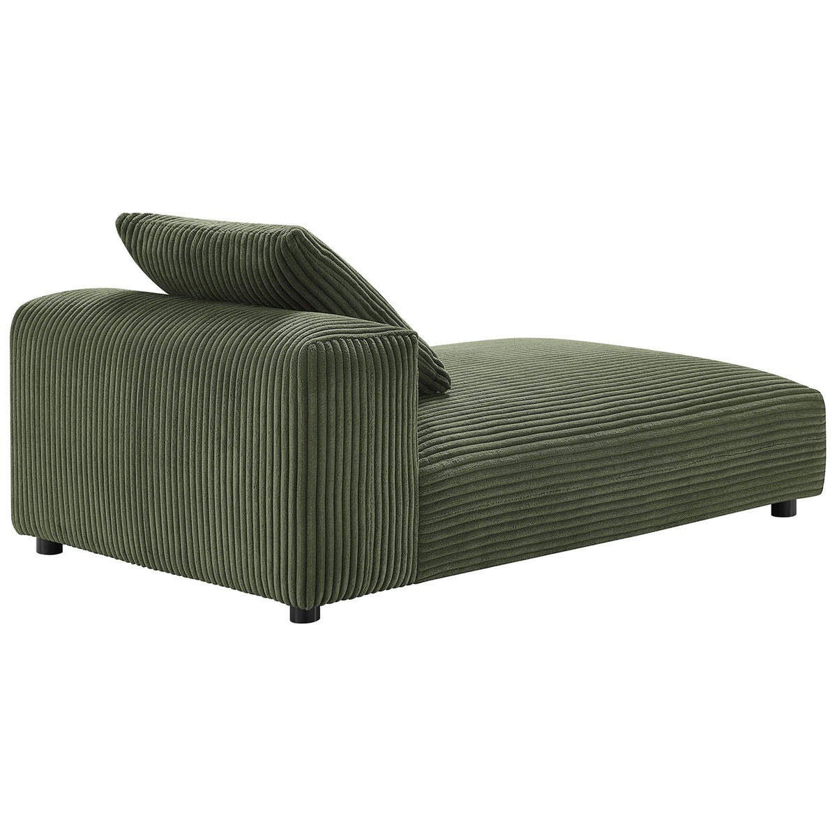 Curved silhouette and wide-wale texture wrap the back for a cozy, modern lounge seat || EEI-6886-FRN || back_angle_studio