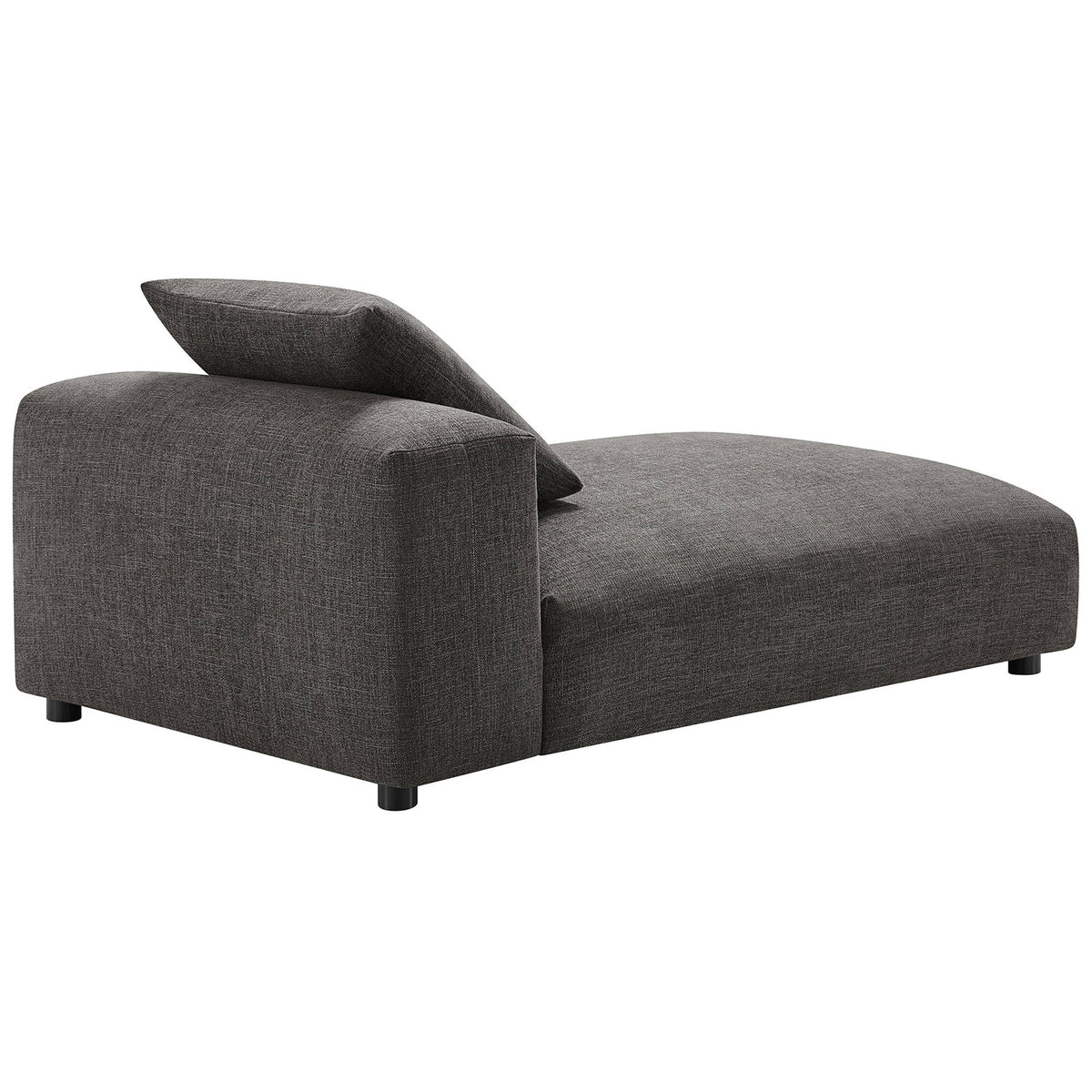 Curved back and rounded corners bring soft, modern lines to this charcoal chaise || EEI-6887-CHA || back_angle_studio