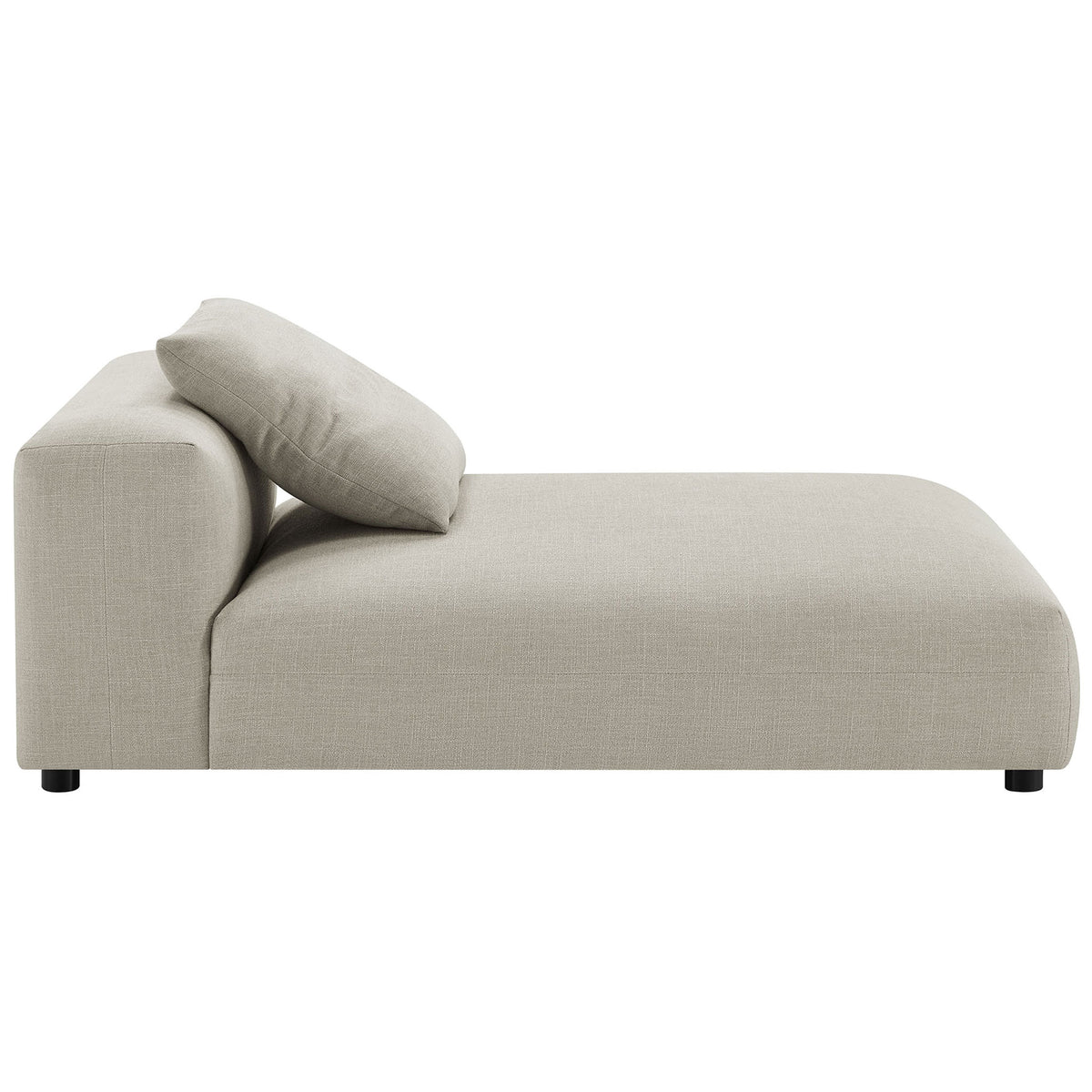 Streamlined armless chaise with soft textured upholstery and a supportive low-profile base || EEI-6887-LIN || side_studio