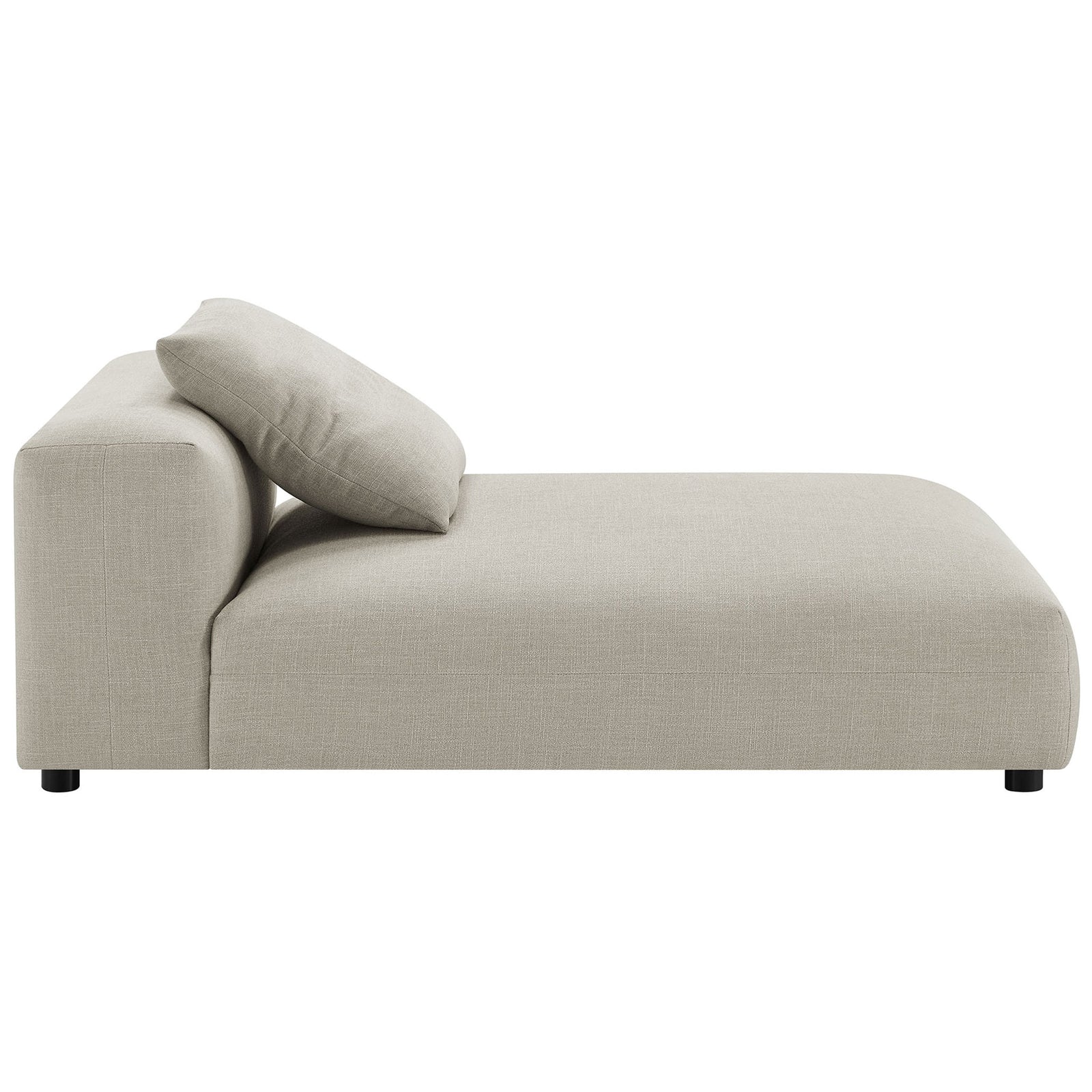Streamlined armless chaise with soft textured upholstery and a supportive low-profile base || EEI-6887-LIN || side_studio