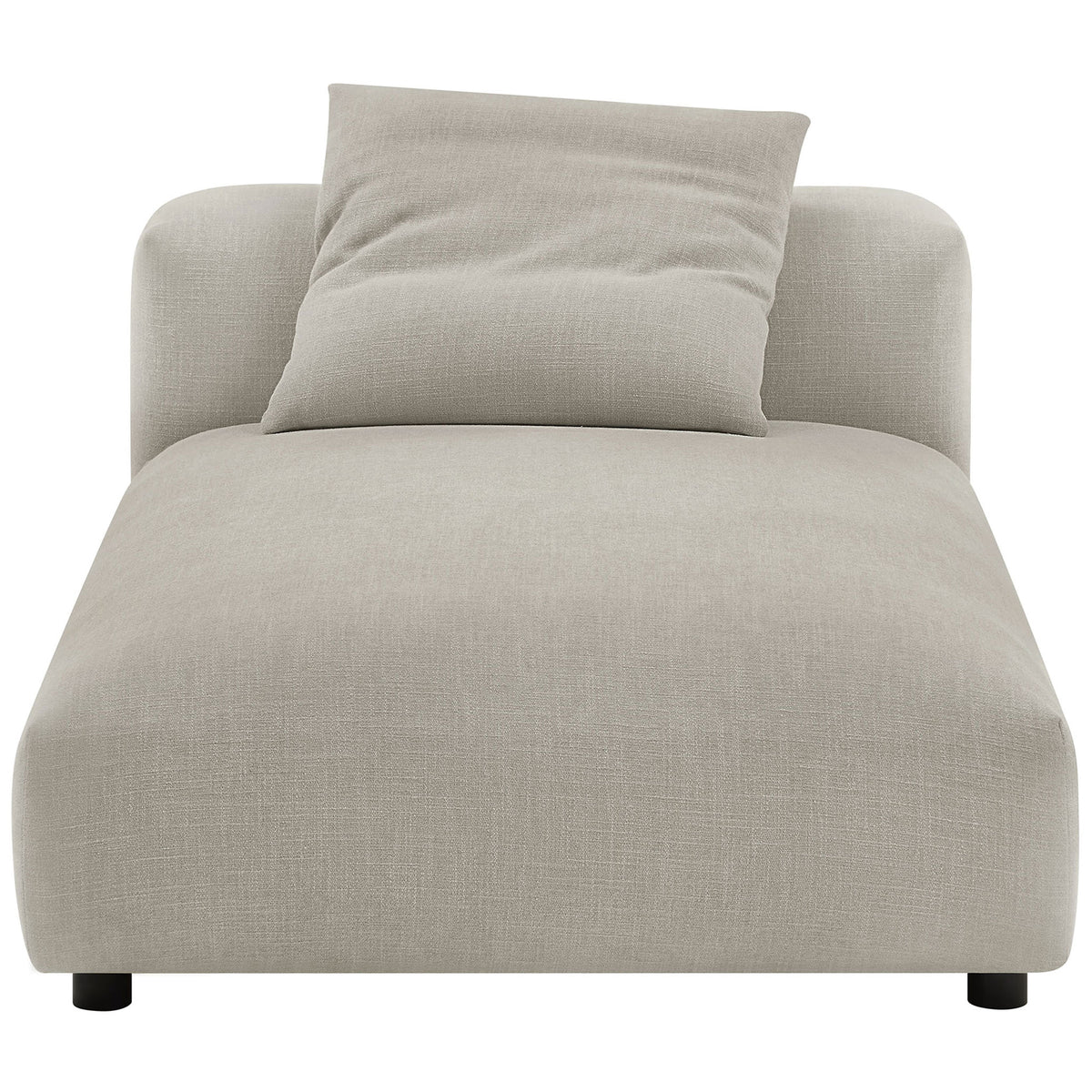 Wide, inviting chaise in light linen fabric with a matching pillow for added comfort || EEI-6887-LIN || front_studio