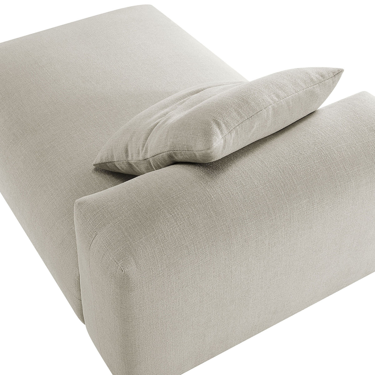 Linen texture, rounded backrest profile, and matching accent pillow add tactile appeal || EEI-6887-LIN || detail_studio