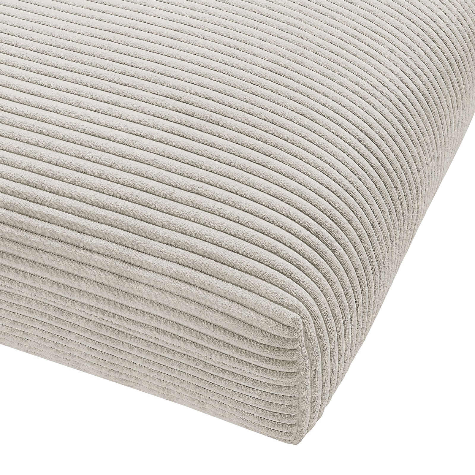 Almond corduroy upholstery showcasing soft ribbed texture and neatly tailored corner seams || EEI-6888-ALM || detail_studio