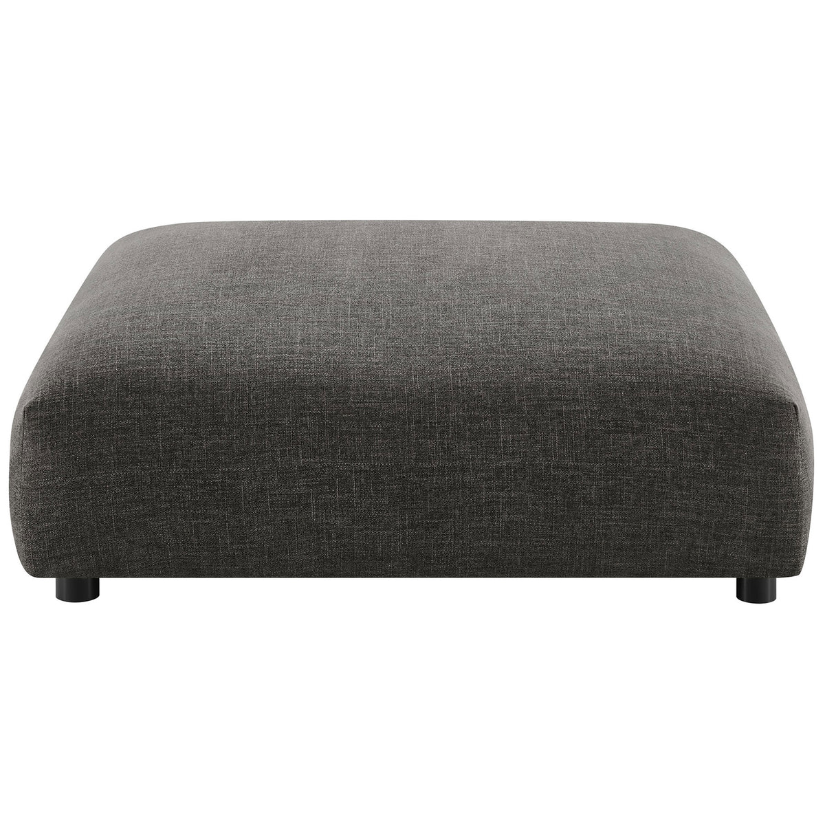Charcoal fabric modular ottoman showcasing its generous width and low, lounge-ready profile || EEI-6889-CHA || front_studio