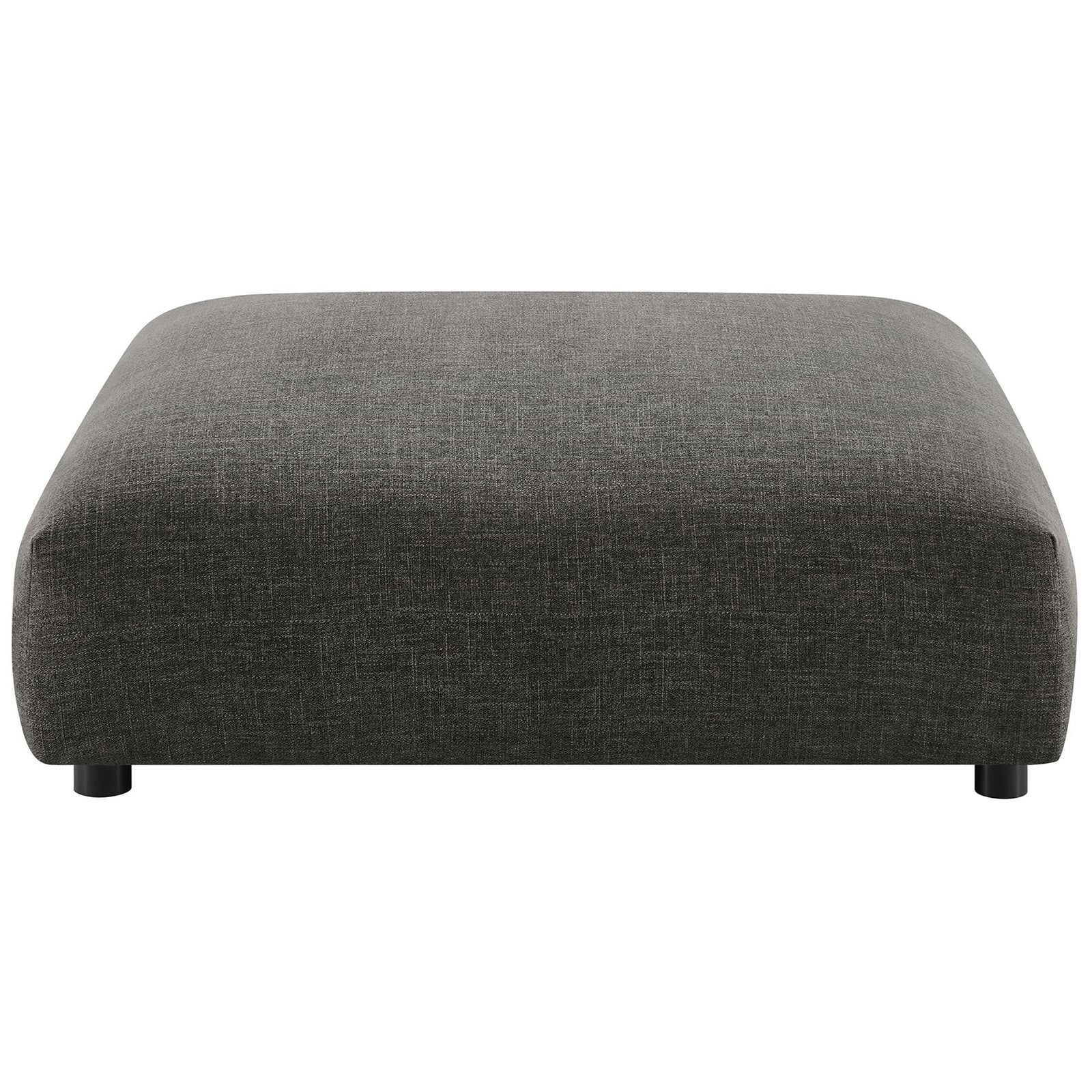 Charcoal fabric modular ottoman showcasing its generous width and low, lounge-ready profile || EEI-6889-CHA || front_studio