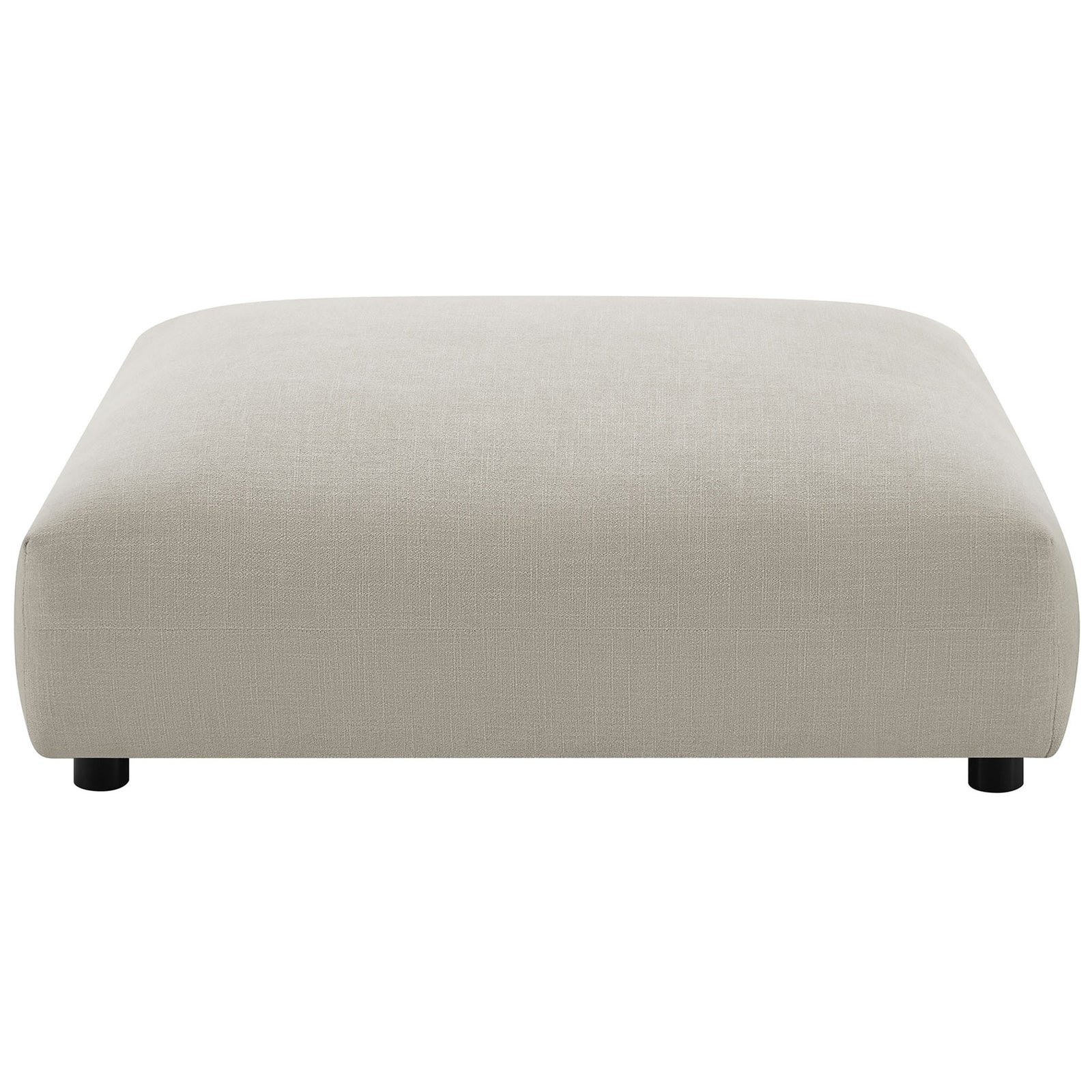 Oversized linen modular ottoman with smooth, low profile and rounded corners for relaxed modern lounging || EEI-6889-LIN || front_studio