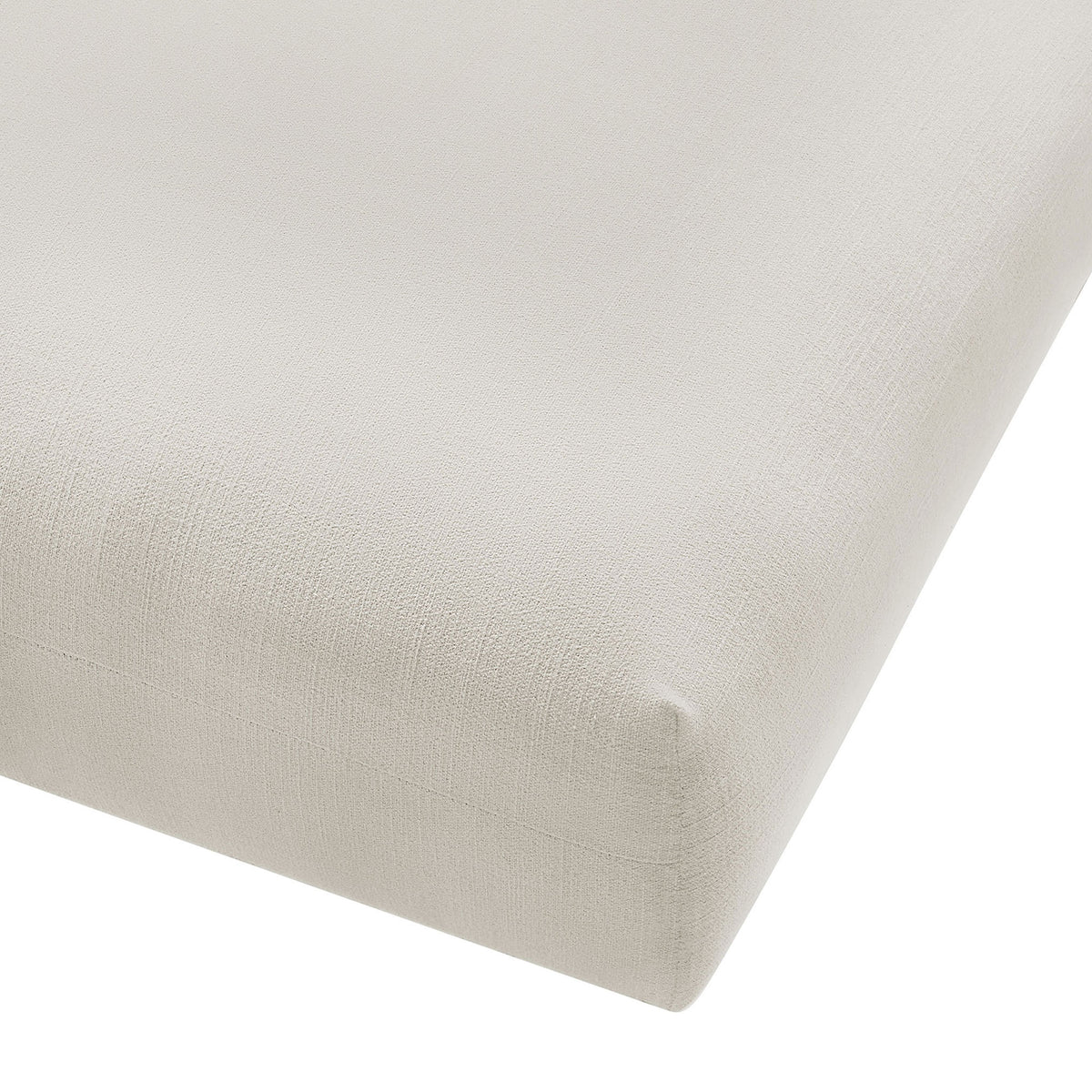 Close-up of textured woven salt upholstery highlighting the smooth seams and tailored corner || EEI-6889-SAL || detail_studio
