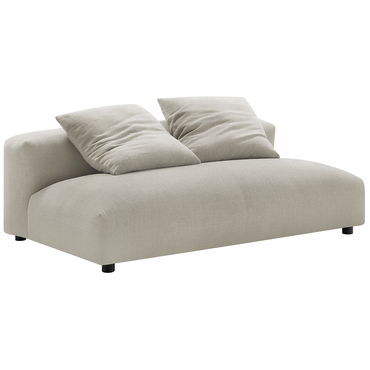 Deep-seat linen armless loveseat with rounded edges and generously padded cushions for sink-in comfort || EEI-6891-LIN || front_angle_studio