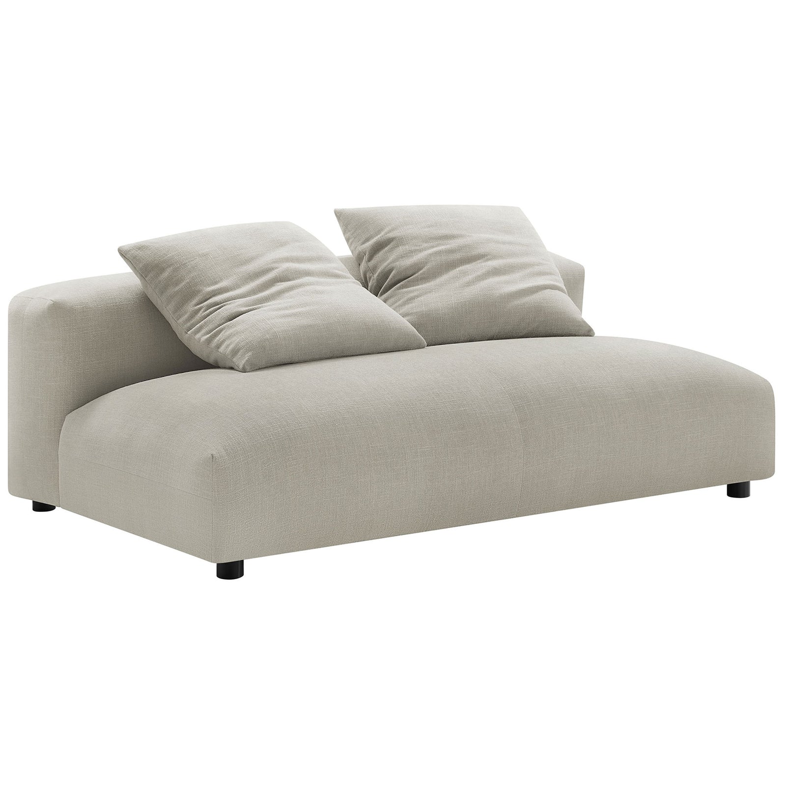 Deep-seat linen armless loveseat with rounded edges and generously padded cushions for sink-in comfort || EEI-6891-LIN || front_angle_studio