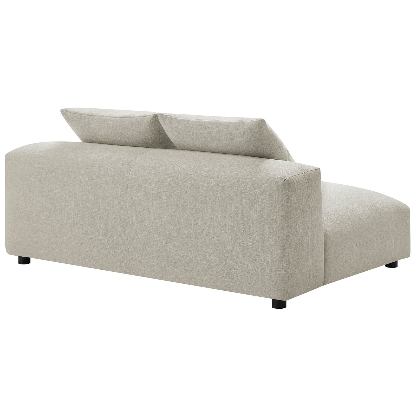Clean-lined upholstered back and softly rounded corners give this linen loveseat a polished, modern finish || EEI-6891-LIN || back_angle_studio