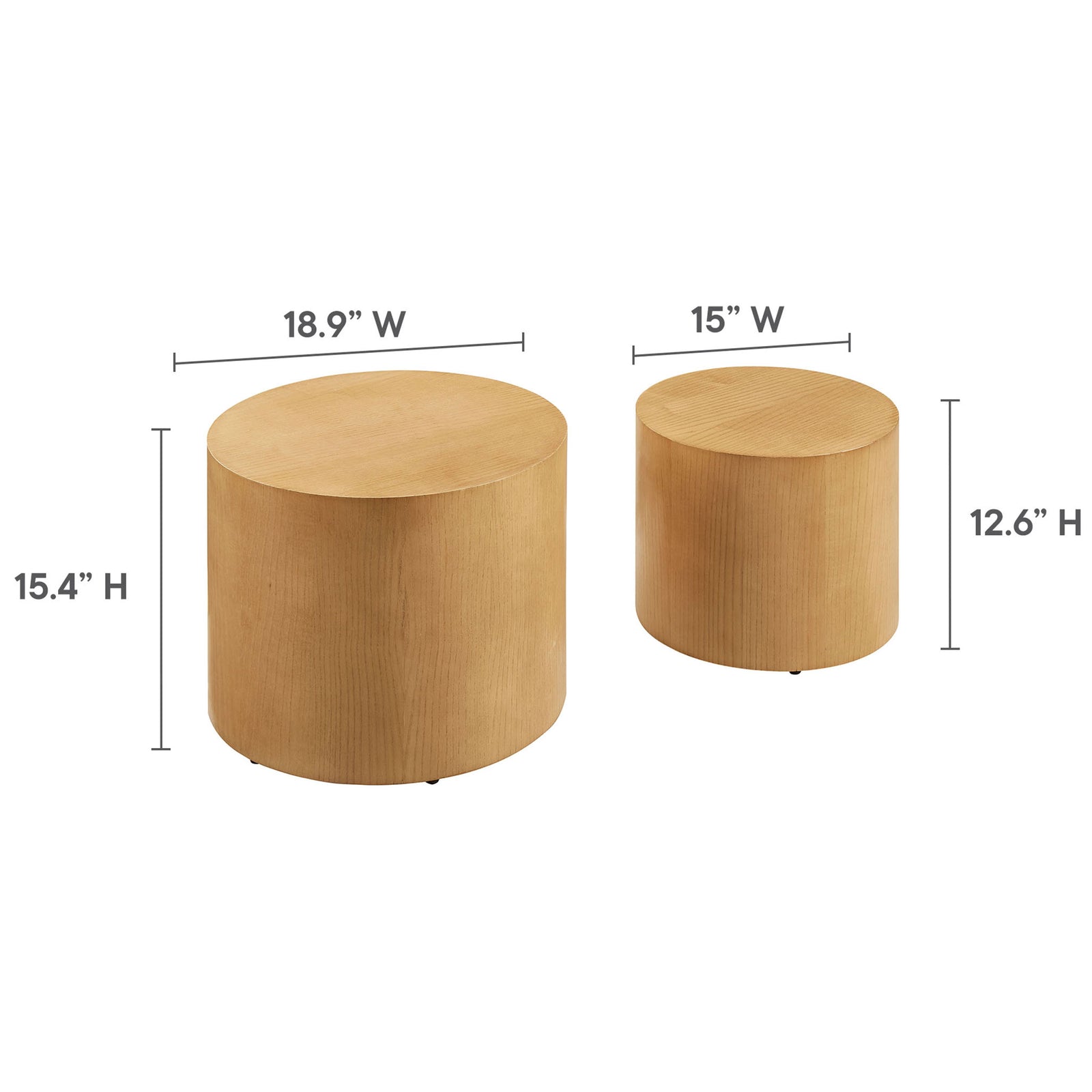 Two-piece round coffee table set in staggered heights for layered, space-savvy styling || EEI-6893-NAT || dimension_studio