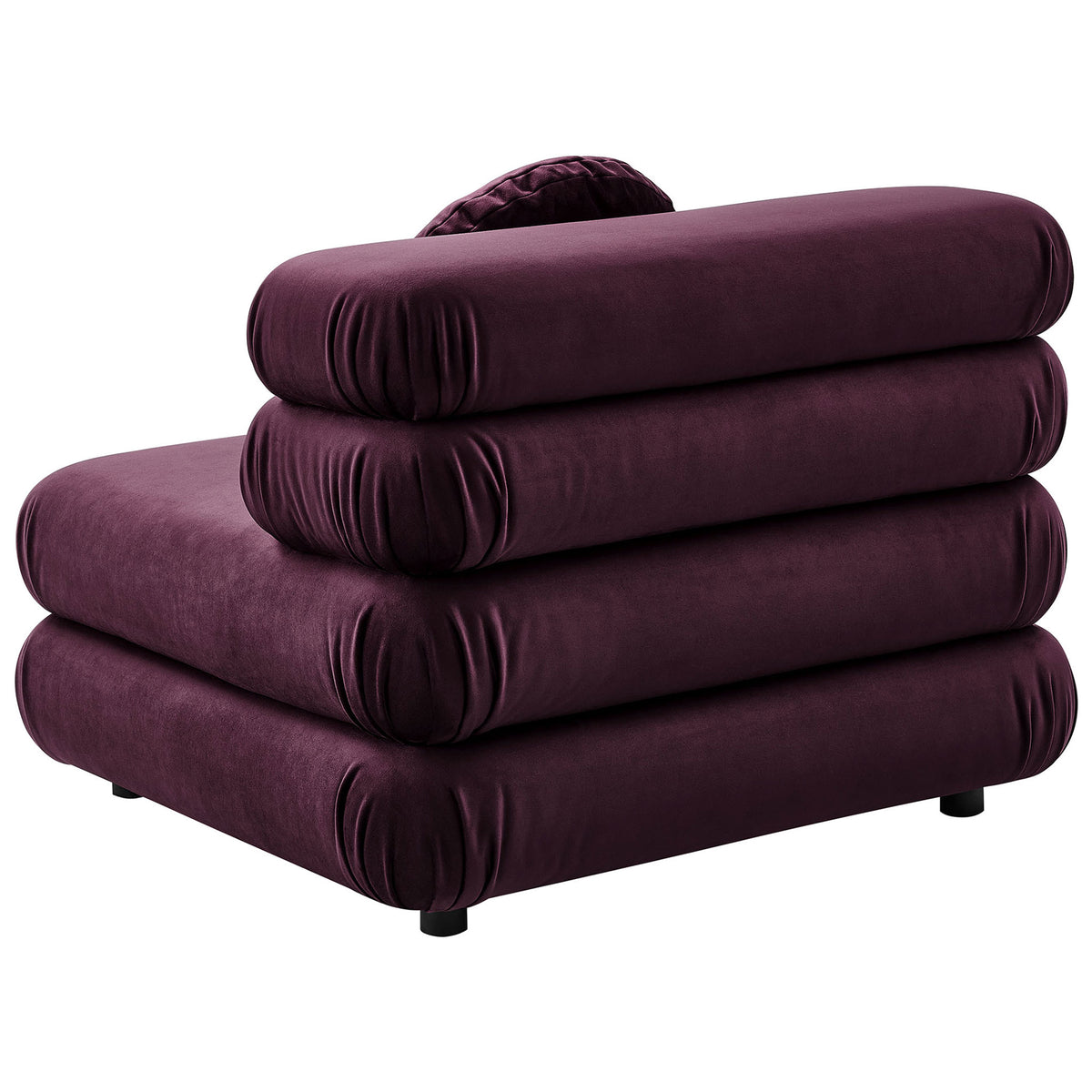Sculpted back cushions with rounded edges and smooth performance velvet upholstery || EEI-6896-MUL || back_angle_studio