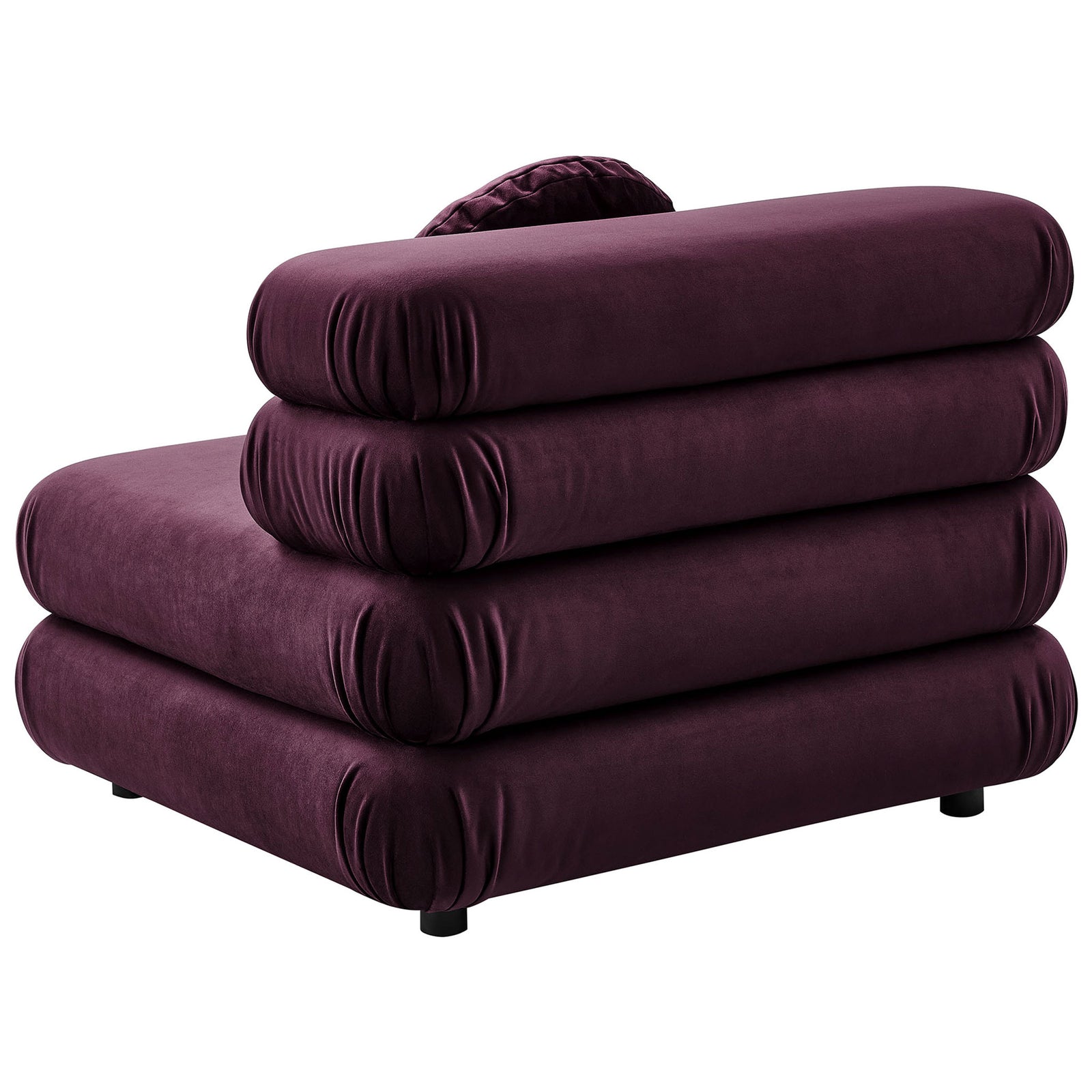 Sculpted back cushions with rounded edges and smooth performance velvet upholstery || EEI-6896-MUL || back_angle_studio