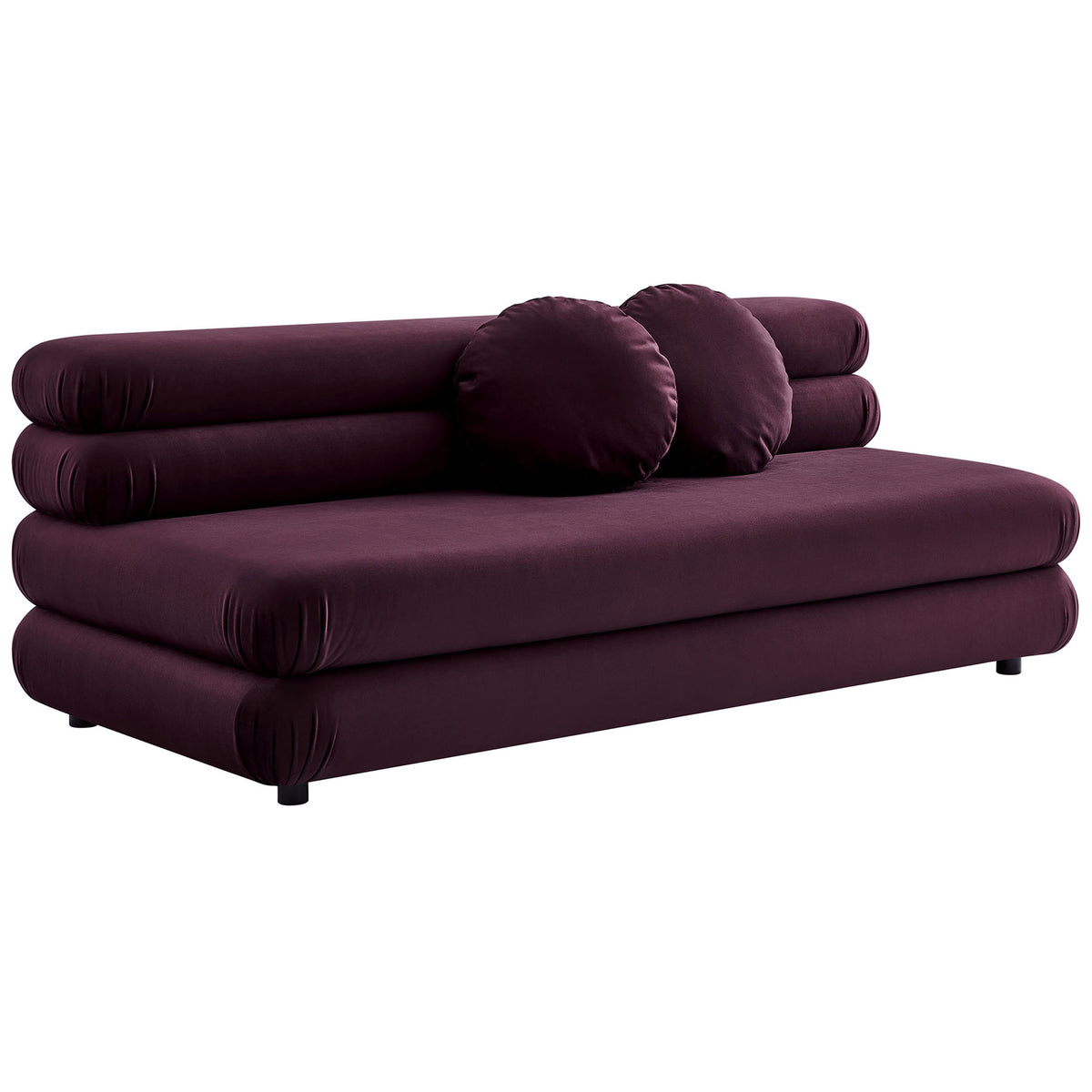 Plush mulberry velvet loveseat featuring smooth layered seat and back with two accent pillows || EEI-6897-MUL || front_angle_studio
