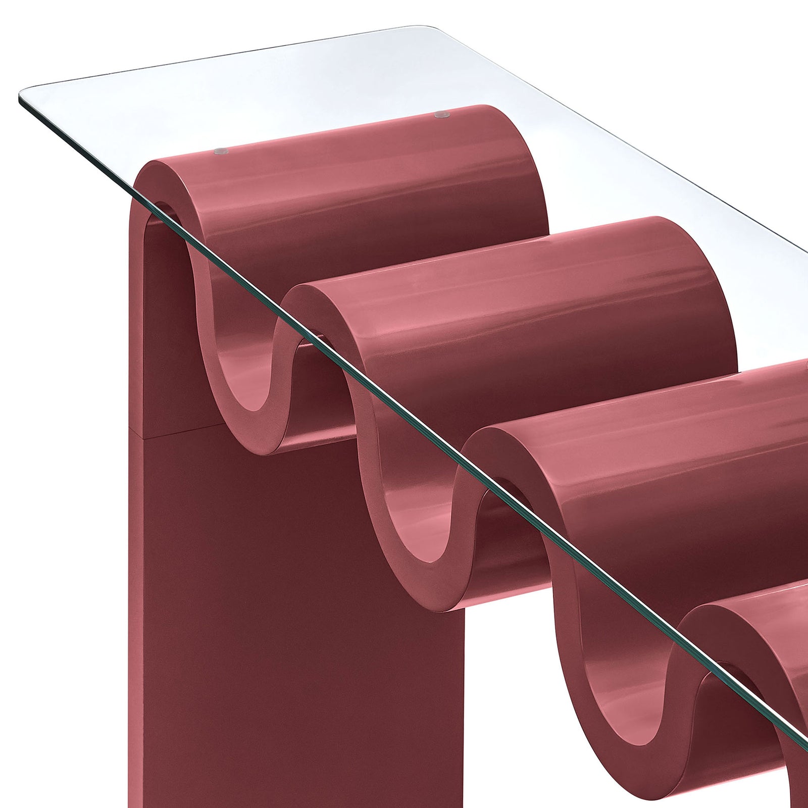 Detail of the smooth wave base and polished glass edge for a refined finish || EEI-6901-SPA || detail_studio