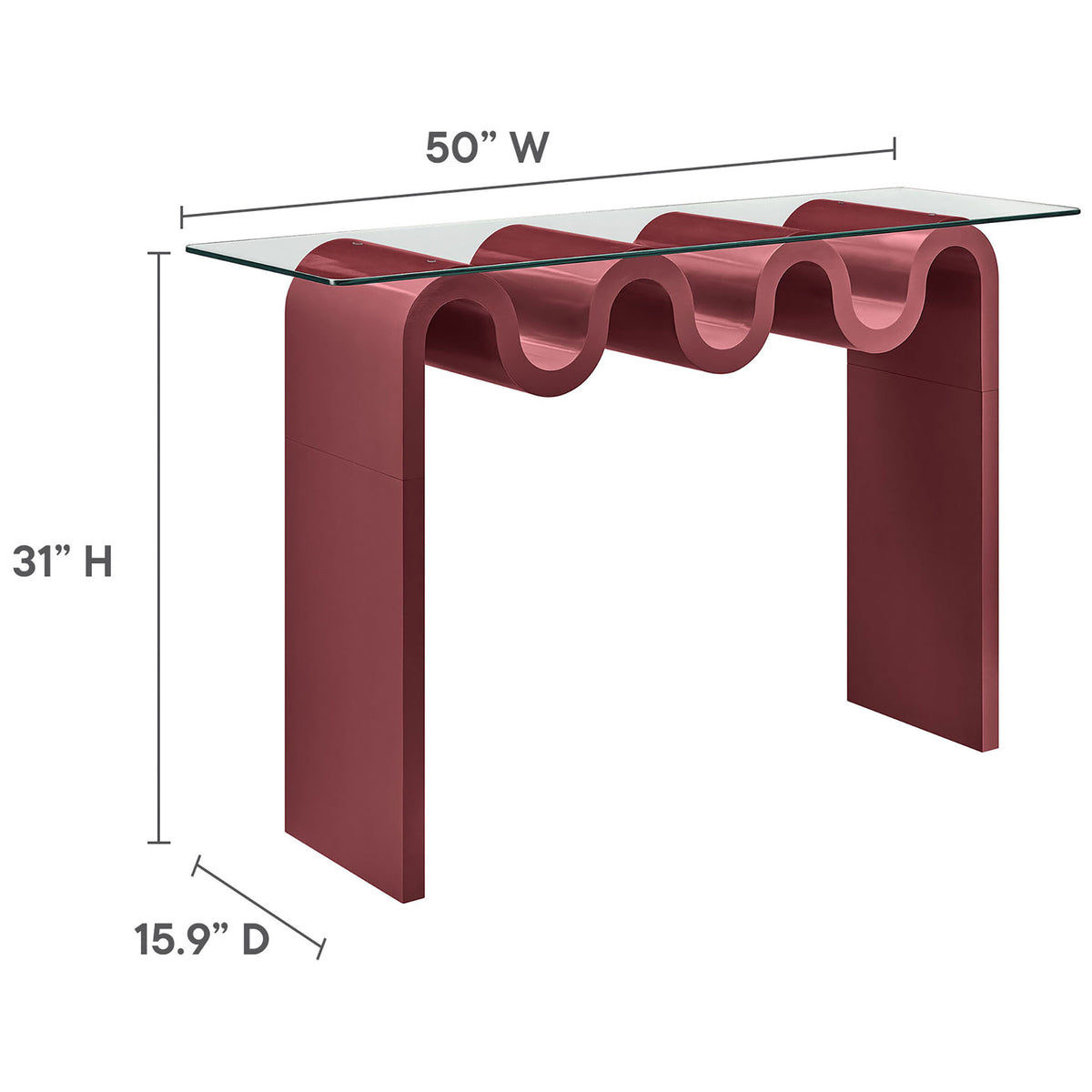 50 inch wide console table stands 31 inches tall with a slim 15.9 inch depth || EEI-6901-SPA || dimension_studio