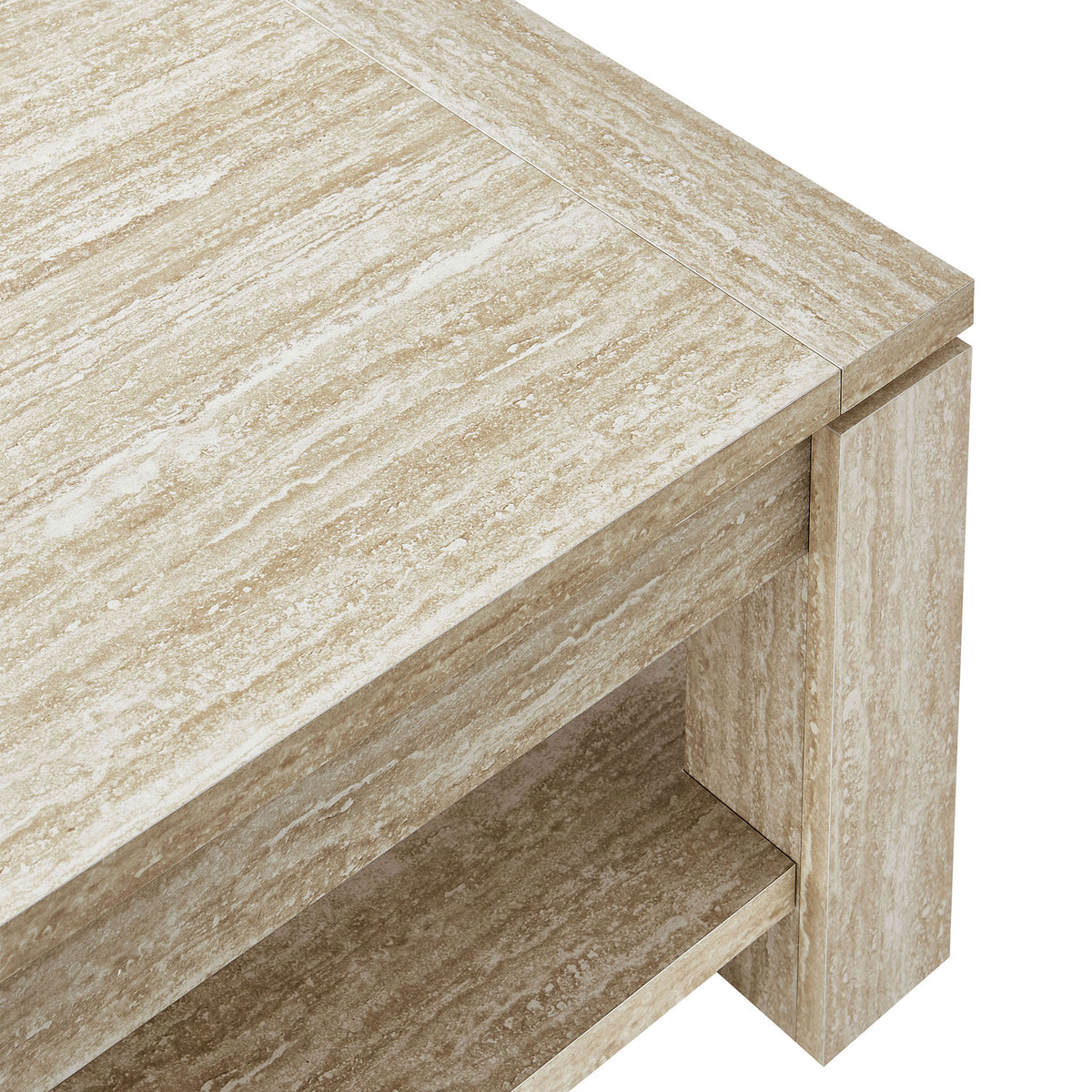 Faux travertine grain and crisp squared edges add modern appeal || EEI-6908-TRA || detail_studio