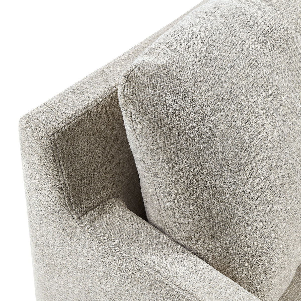 Soft, textured linen-tone fabric with neat piping and plush, removable back cushion || EEI-6910-LIN || detail_studio
