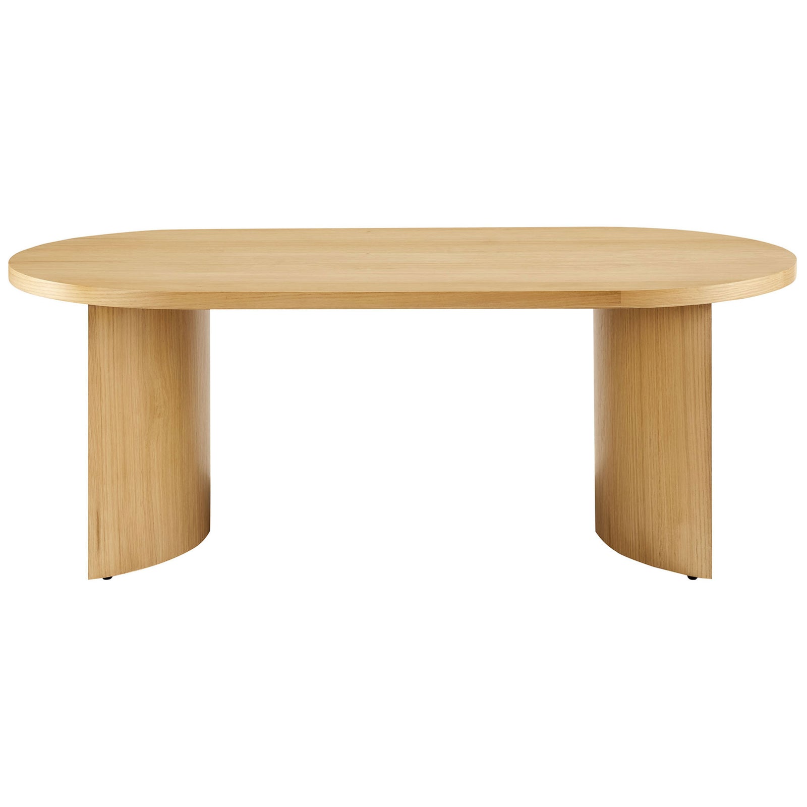 Streamlined oval table with curved end panels and a clean, modern profile || EEI-6911-OAK || front_studio