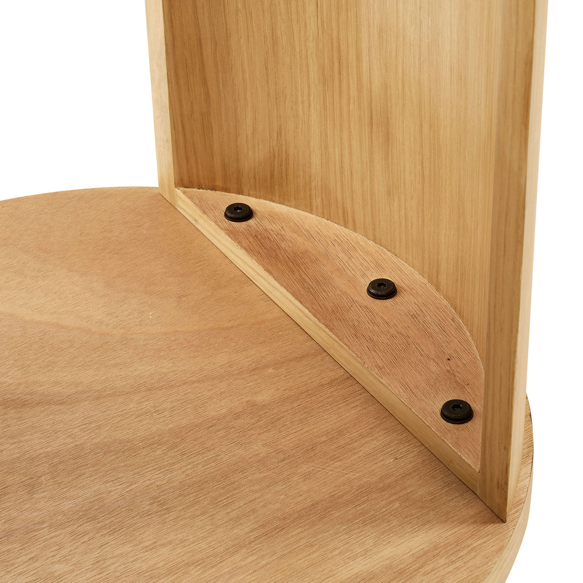 Arched leg attachment and recessed leveler feet under the oak table || EEI-6913-OAK || leg_studio