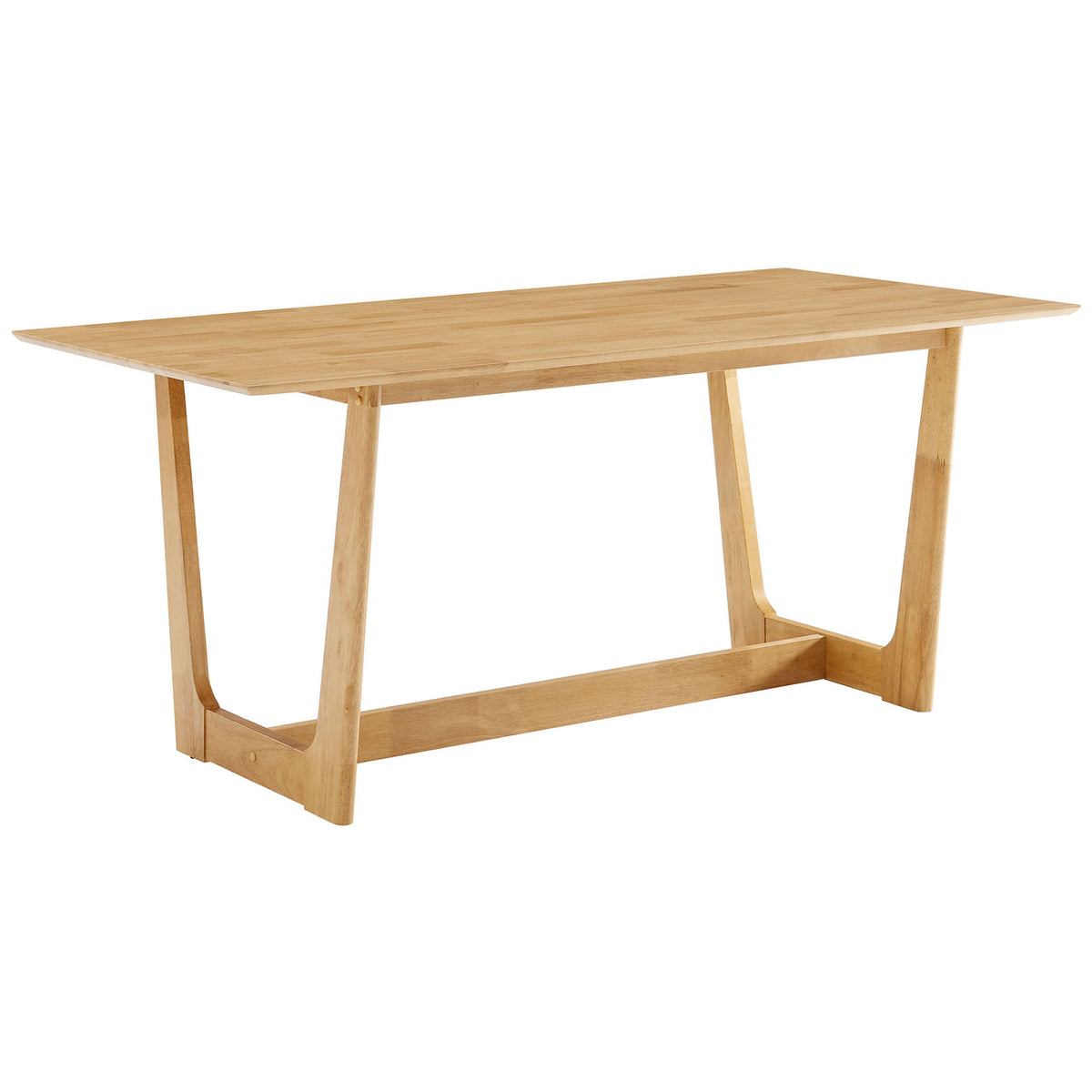 Natural wood dining table with bold U shaped legs and a spacious rectangular top || EEI-6914-NAT || front_angle_studio