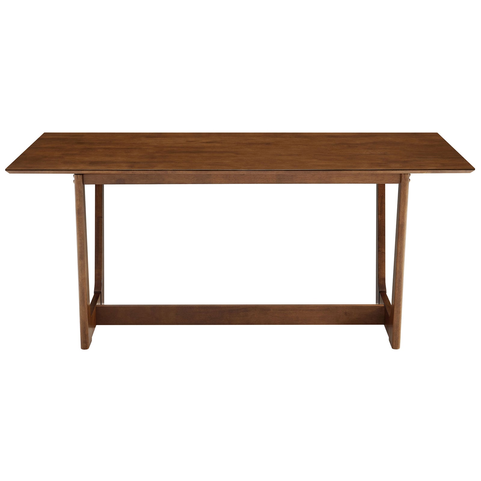 Solara walnut dining table with clean rectangular top and warm wood U-shaped base || EEI-6914-WAL || front_studio