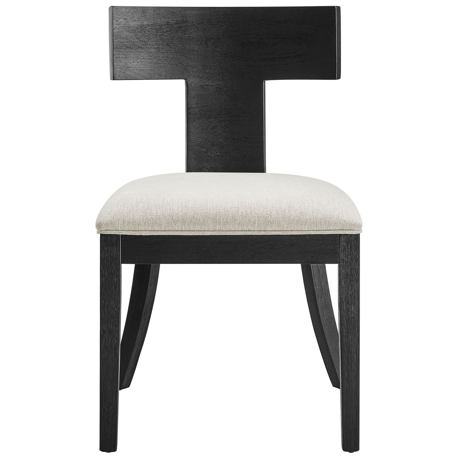 Modern black wood dining chair with wide back panel and ivory seat for comfortable everyday seating || EEI-6923-BLK-HEI || front_studio