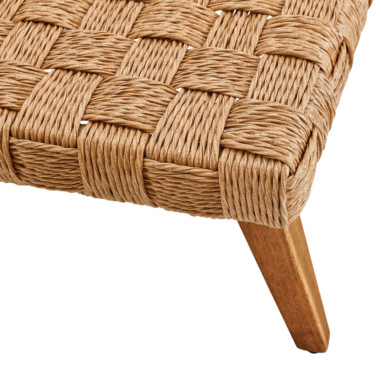 Close-up of the textured basket-weave rattan pattern with warm natural color variation || EEI-6926-NAT || swatch_studio