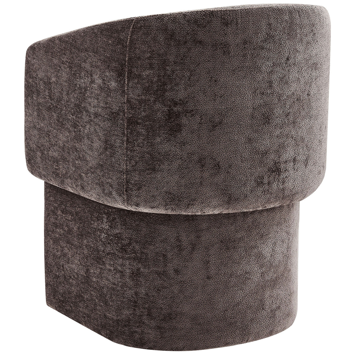 Fully upholstered barrel back of the chenille dining chair offering plush support and clean modern lines. || EEI-6951-CHB || back_studio