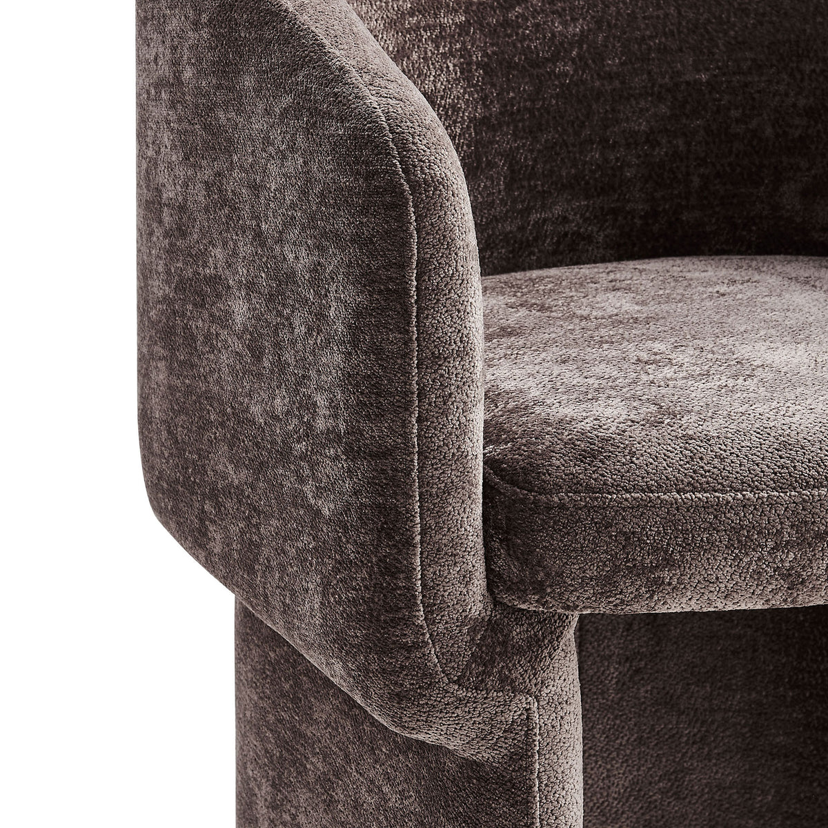 Soft textured chenille upholstery and tailored edge detailing emphasize the comfort and craftsmanship of the chair. || EEI-6951-CHB || detail_studio
