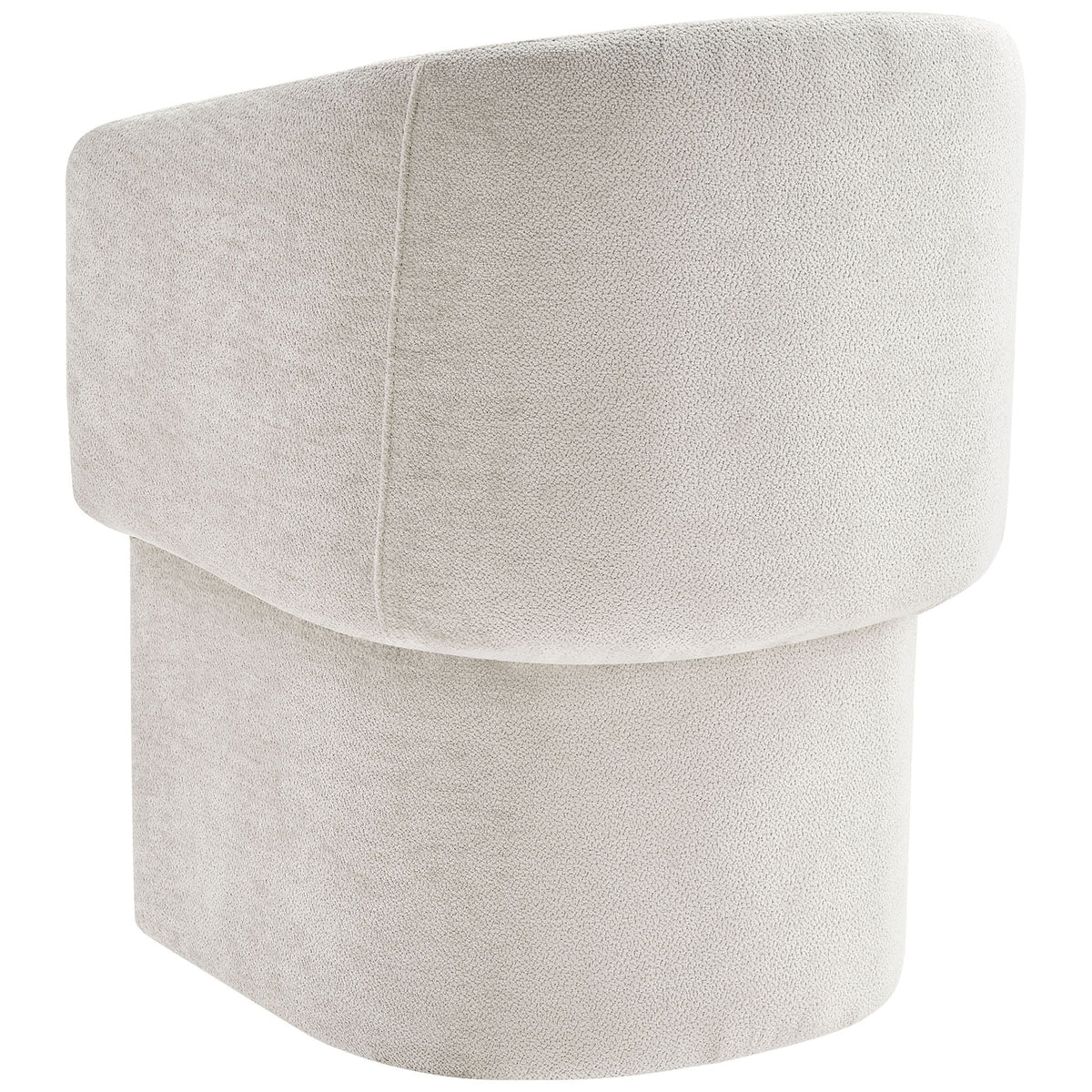 Soft ivory chenille chair with smooth curved backrest and seamless upholstery for a clean contemporary profile || EEI-6951-IVO || back_studio