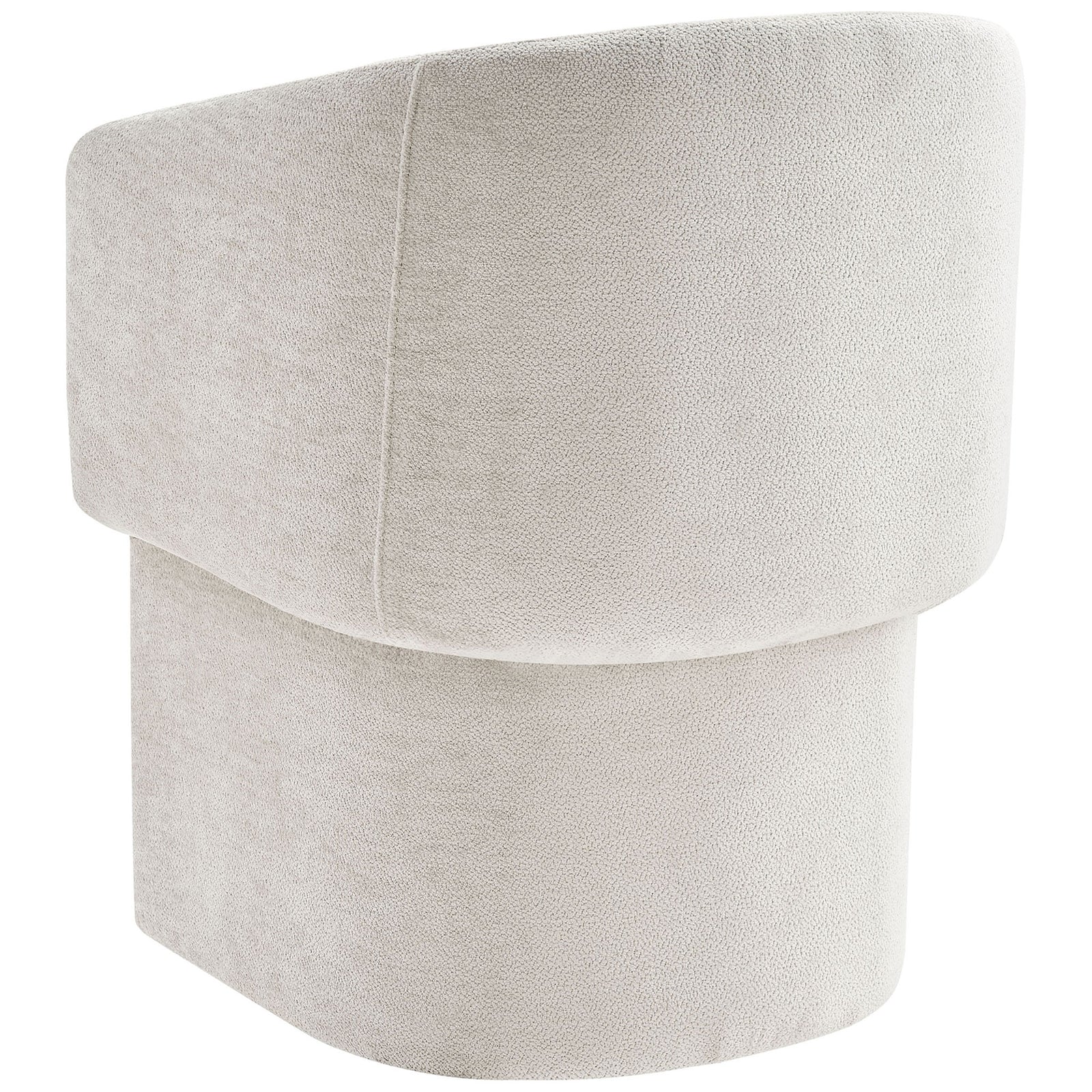 Soft ivory chenille chair with smooth curved backrest and seamless upholstery for a clean contemporary profile || EEI-6951-IVO || back_studio