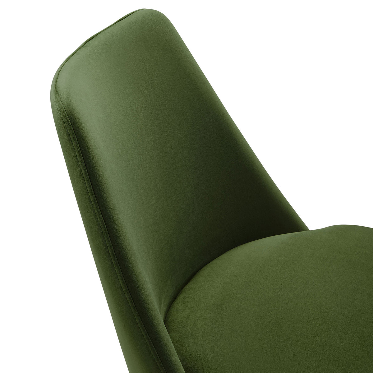 Soft moss green performance velvet upholstery with tailored seams and rounded seat edge || EEI-6954-WHI-MOG || detail_studio