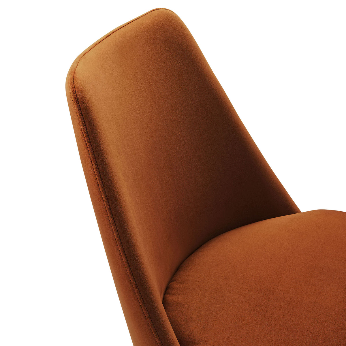 Close view of the soft performance velvet seat and backrest showing smooth seams and plush padding || EEI-6954-WHI-RUS || detail_studio