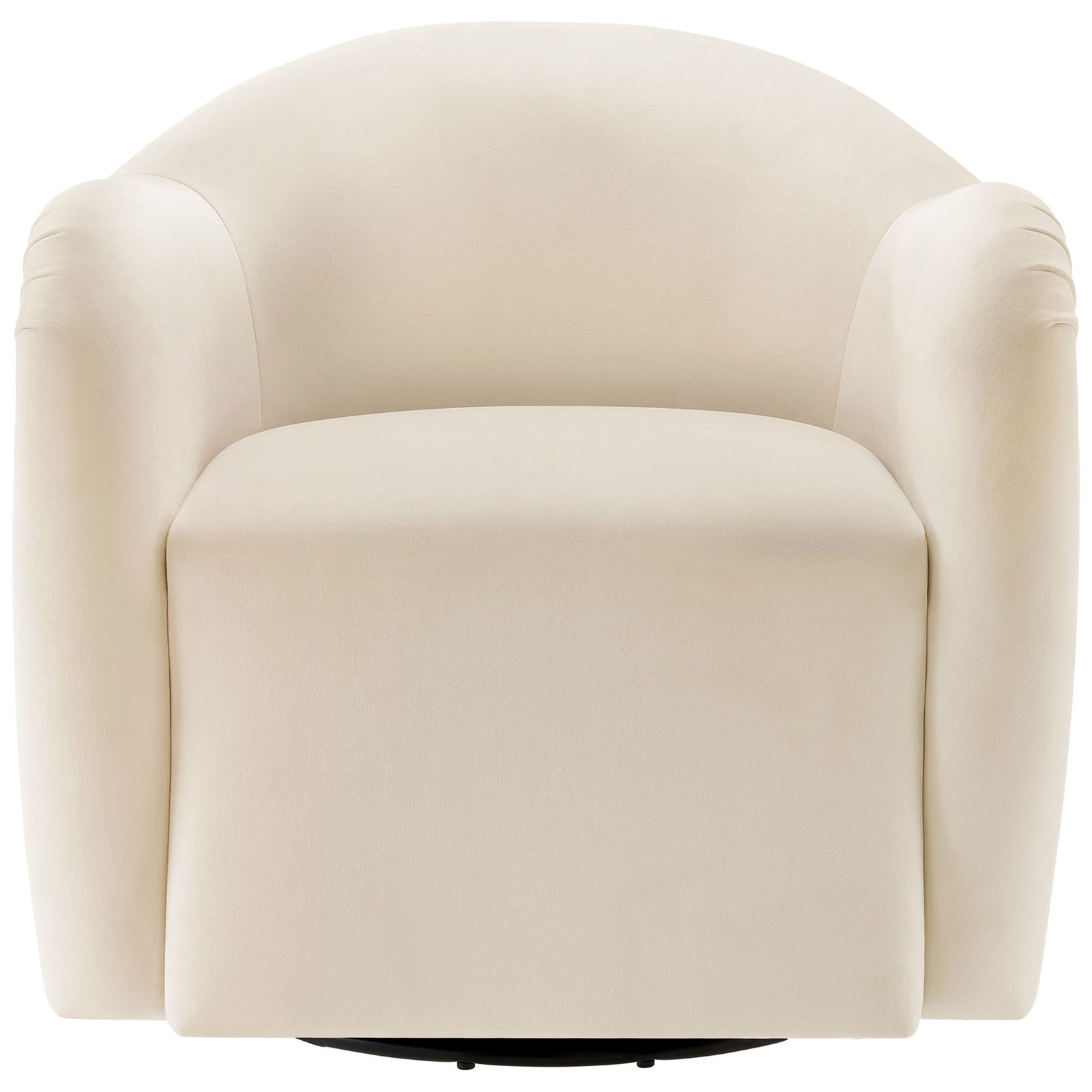 Curved barrel silhouette in alabaster performance velvet with plush seat and low-profile swivel base. || EEI-6959-ALA || front_studio