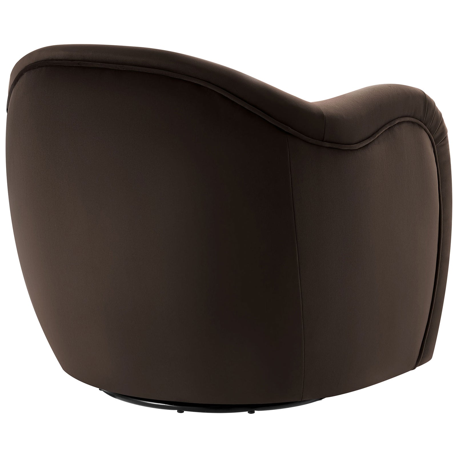 Clean, continuous back silhouette with refined contour stitching in chocolate brown velvet. || EEI-6959-CHB || back_studio