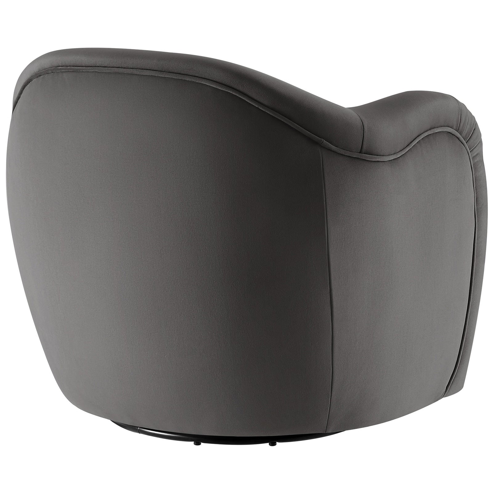 Rounded back wraps the seat in sleek storm gray velvet for a refined, modern look || EEI-6959-STG || back_studio