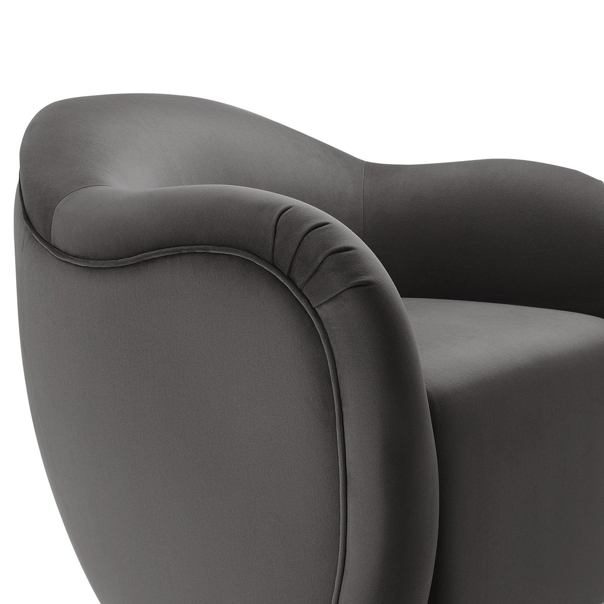 Subtle contour stitching and smooth velvet texture along the rounded arm || EEI-6959-STG || detail_studio