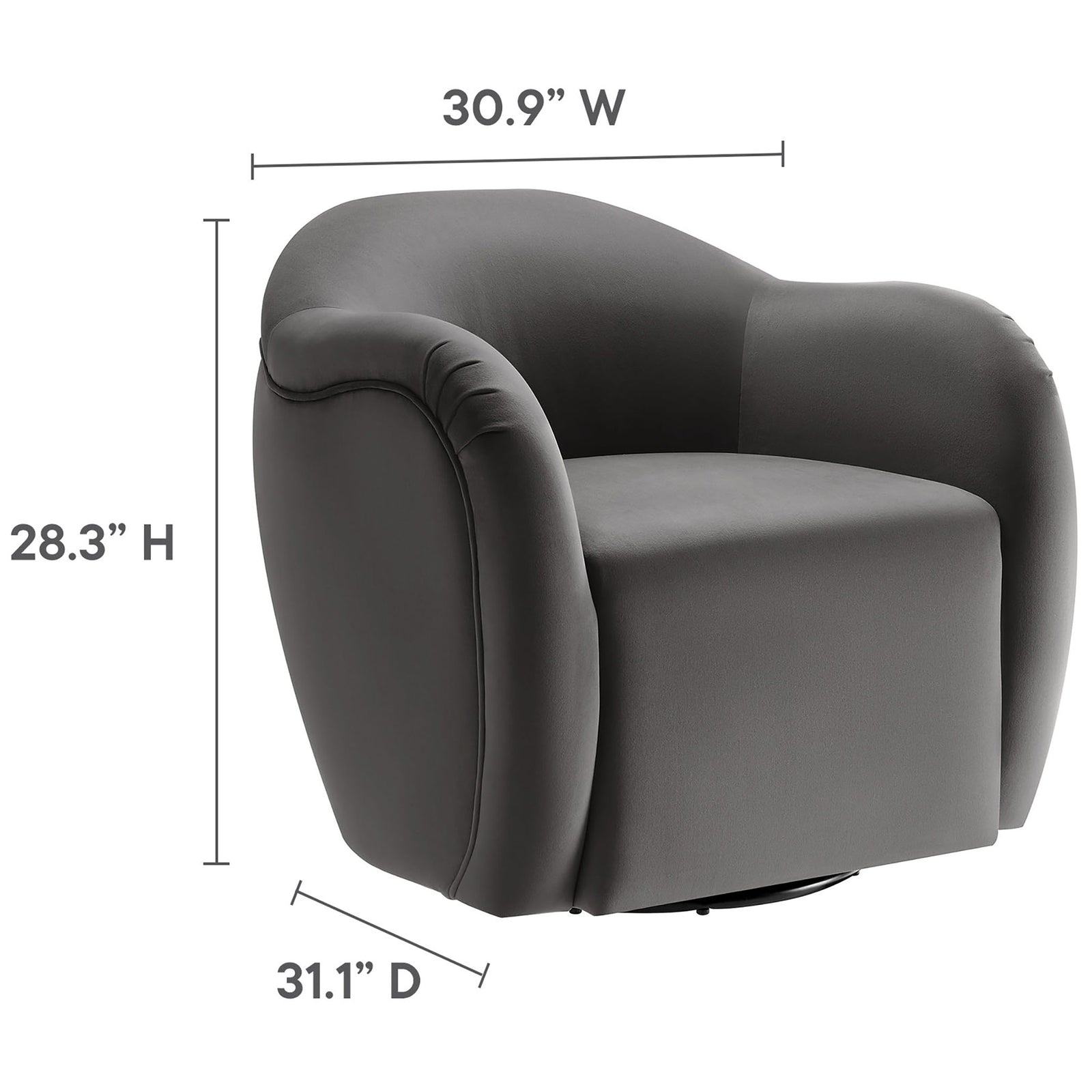 Compact barrel chair proportions deliver modern comfort without overwhelming your space || EEI-6959-STG || dimension_studio