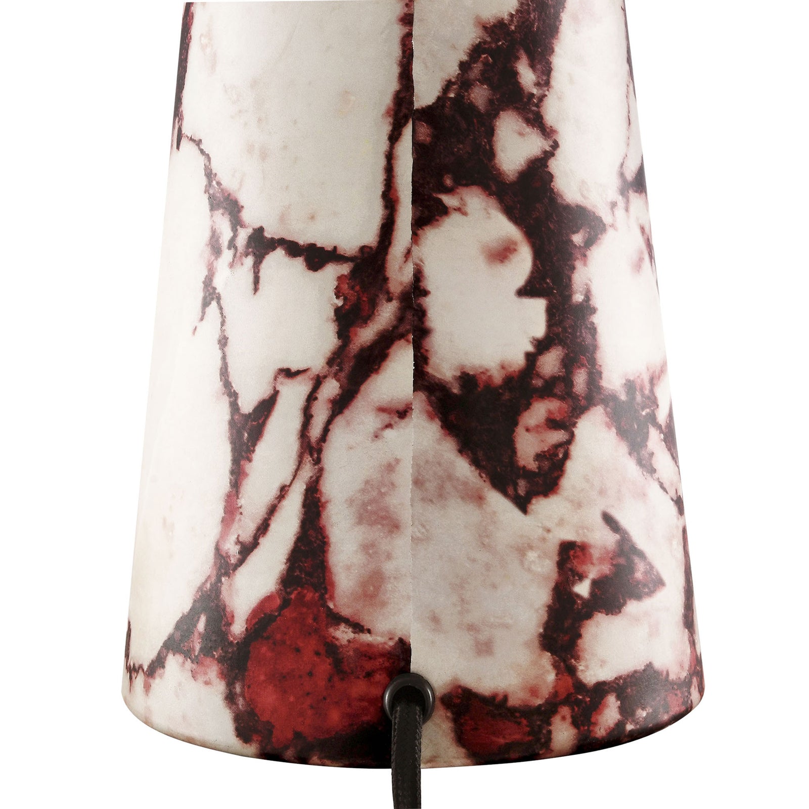 Red marble-look base with organic veining and rear cord outlet for a finished look. || EEI-6963-RED || swatch_studio