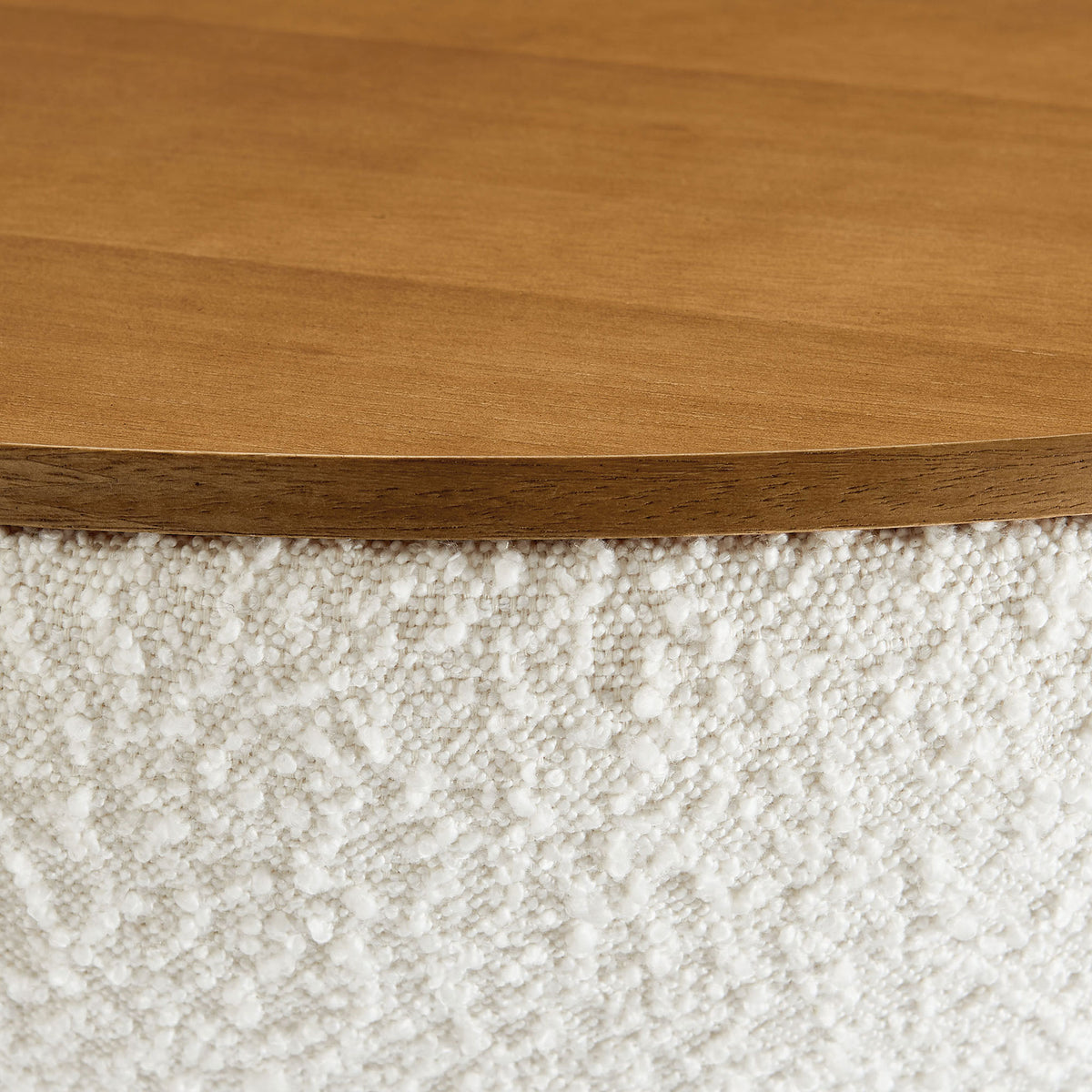 Warm wood grain pairs with cozy boucle texture for an inviting, elevated finish || EEI-6964-NAT-IVO || detail_studio