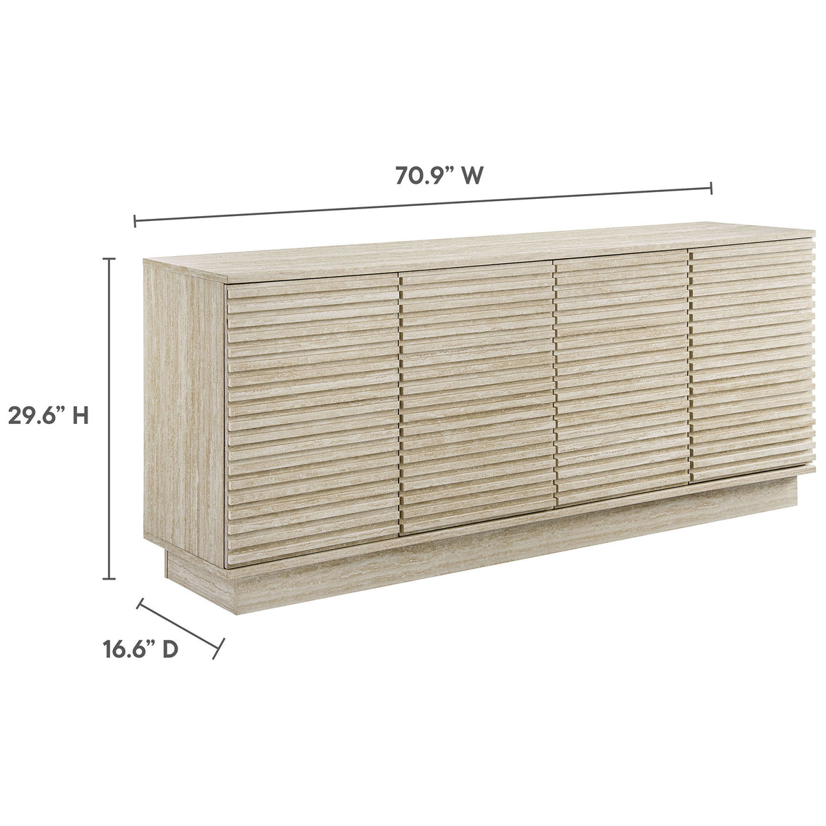 Dimension diagram of Render sideboard detailing overall width, height, and depth measurements in inches || EEI-6966-TRA || dimension_studio