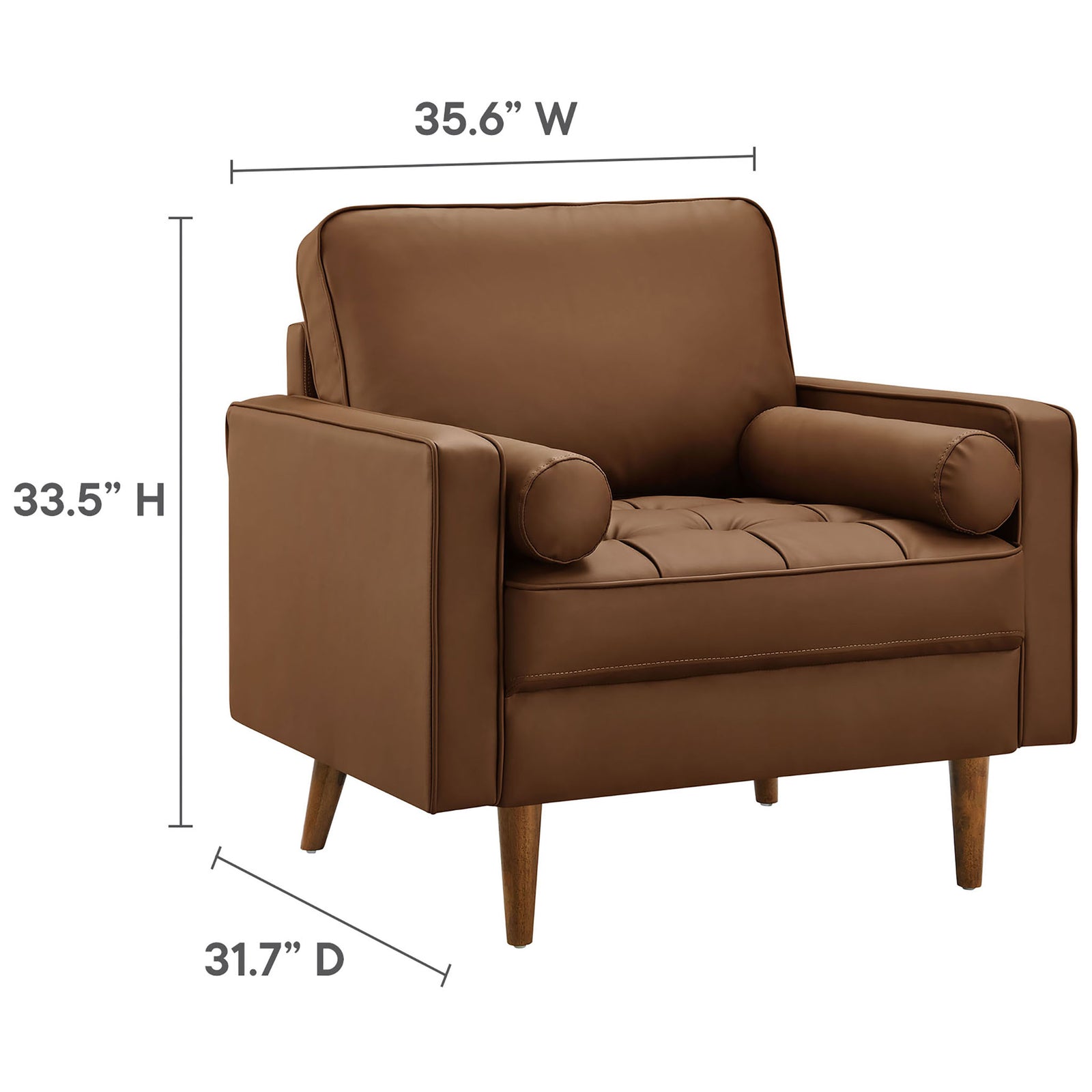 Generous proportions deliver roomy seating with supportive cushioning and sturdy wood legs || EEI-6971-BRN || dimension_studio