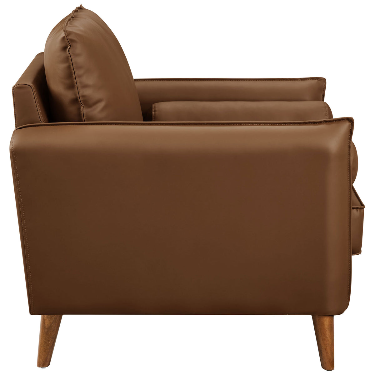 Streamlined profile with supportive seat cushion and tapered wood legs || EEI-6973-BRN || side_studio