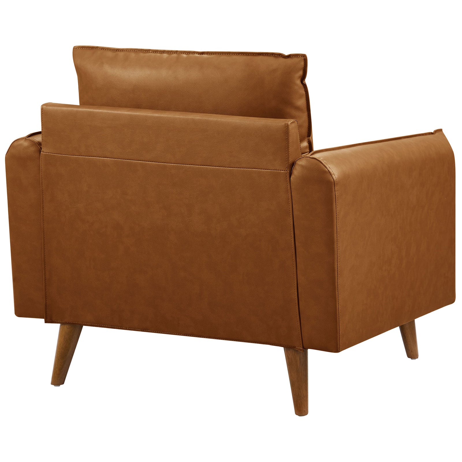 Tailored backrest and clean seams highlight the refined tan vegan leather finish. || EEI-6973-TAN || back_angle_studio