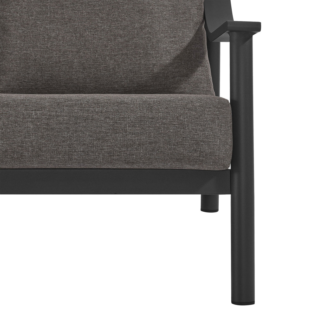 Thick, textured seat cushion and sturdy charcoal aluminum frame create inviting outdoor support || EEI-6977-CAR-GPH || detail_studio